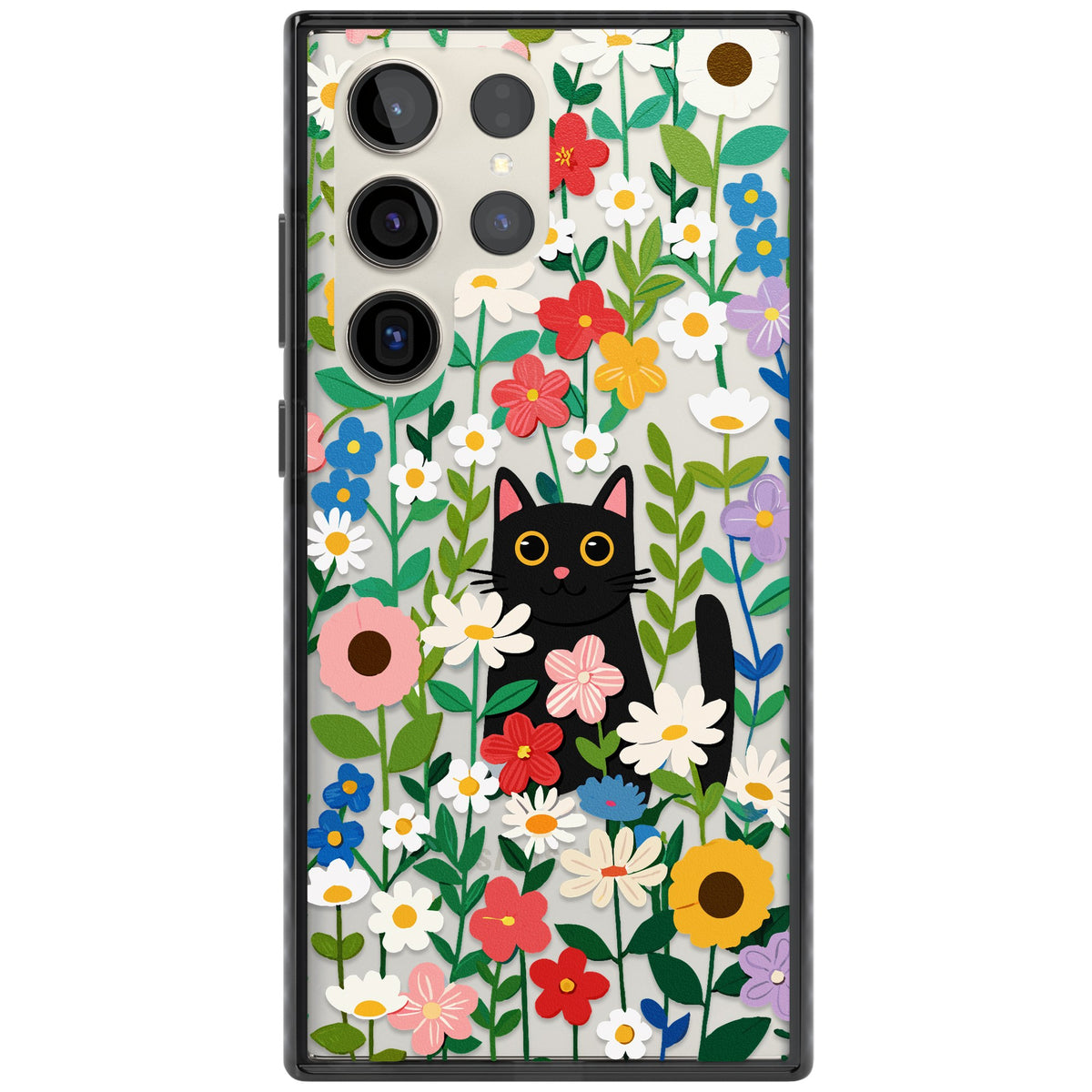 Whiskers & Wildflowers Samsung S22 Ultra / Samsung S23 Ultra / Samsung S24 Ultra Impact Black Phone Case front