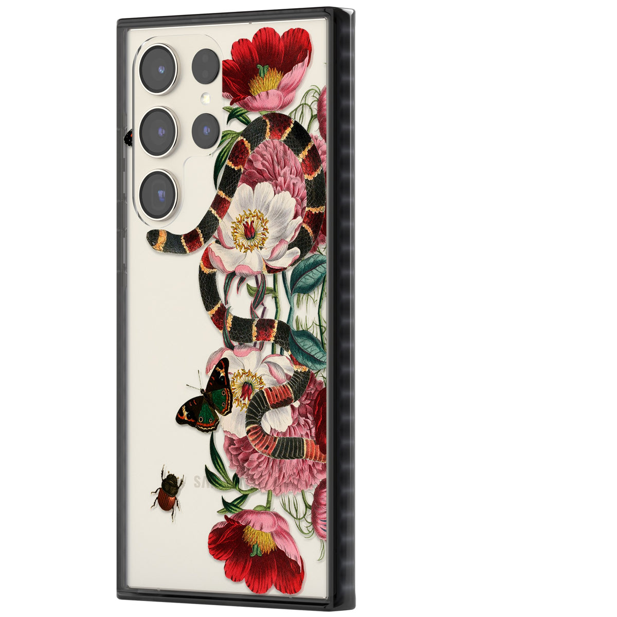 Floral Snake Samsung S22 Ultra / Samsung S23 Ultra / Samsung S24 Ultra Impact Black Phone Case side
