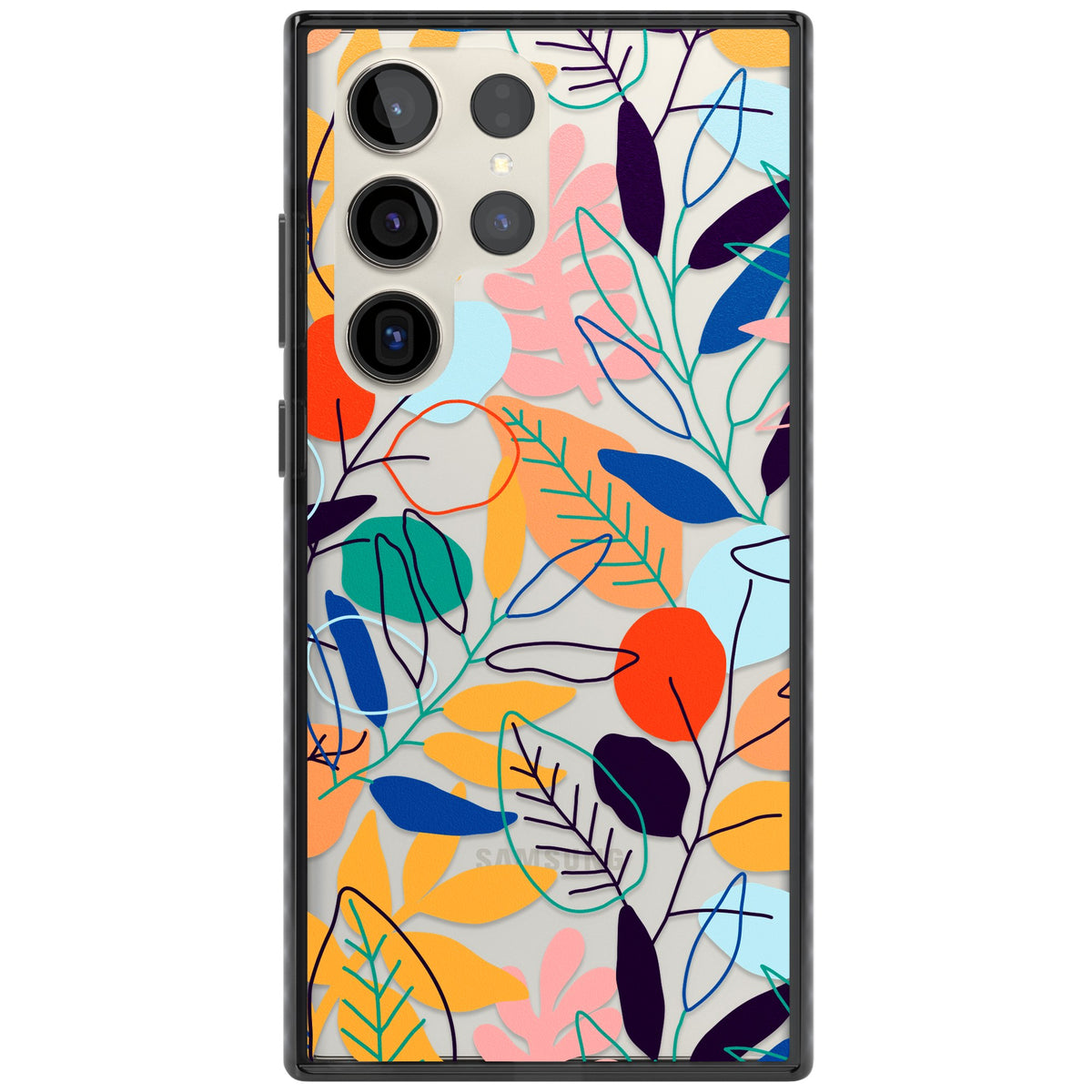 Flora Lines Samsung S22 Ultra / Samsung S23 Ultra / Samsung S24 Ultra Impact Black Phone Case front