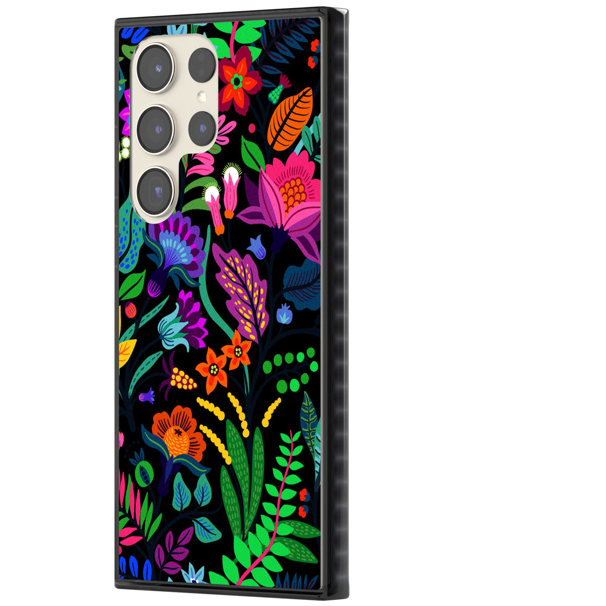 Floral Vibe (Black) Samsung S22 Ultra / Samsung S23 Ultra / Samsung S24 Ultra Impact Black Phone Case side