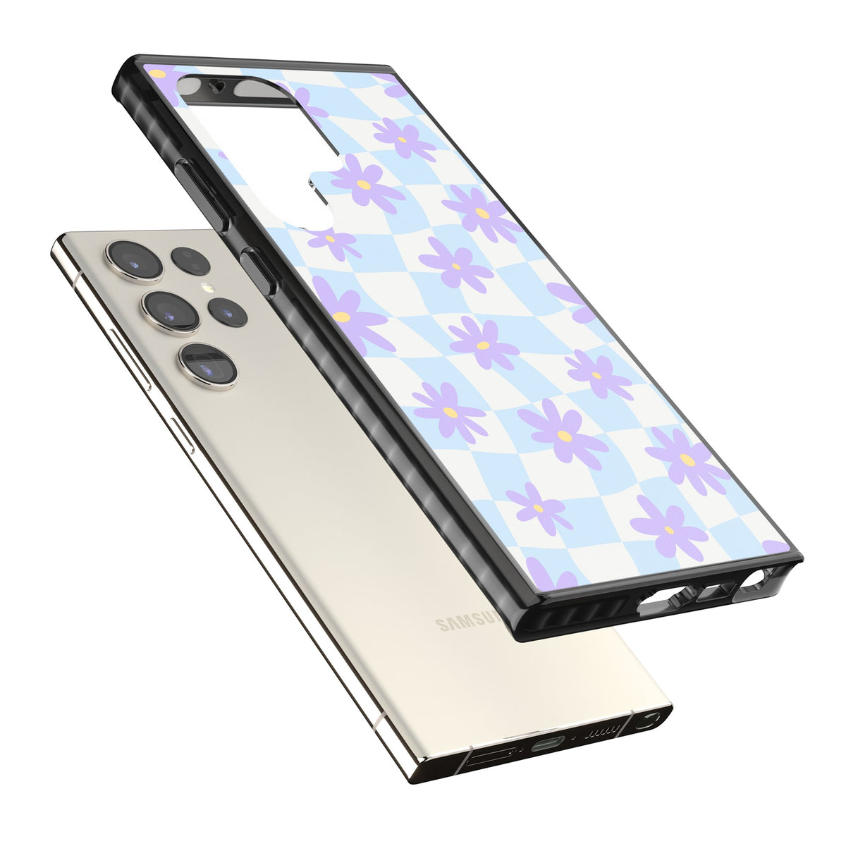 Serene Skies & Flowers Samsung S22 Ultra / Samsung S23 Ultra / Samsung S24 Ultra Impact Black Phone Case angled