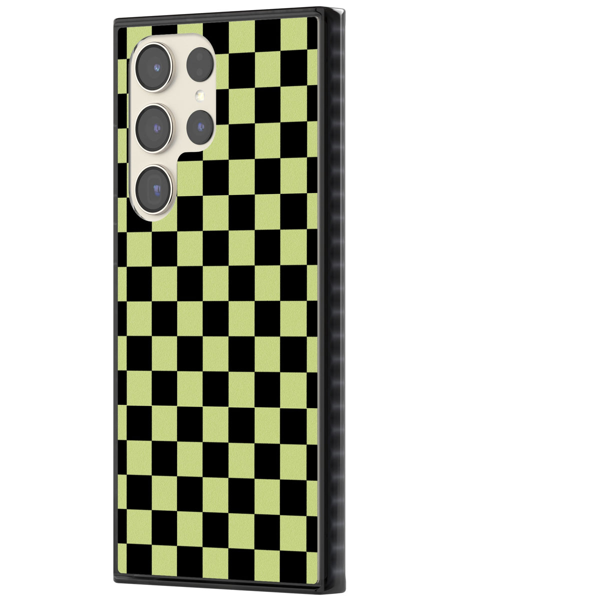 Black & Lime Check Samsung S22 Ultra / Samsung S23 Ultra / Samsung S24 Ultra Impact Black Phone Case side