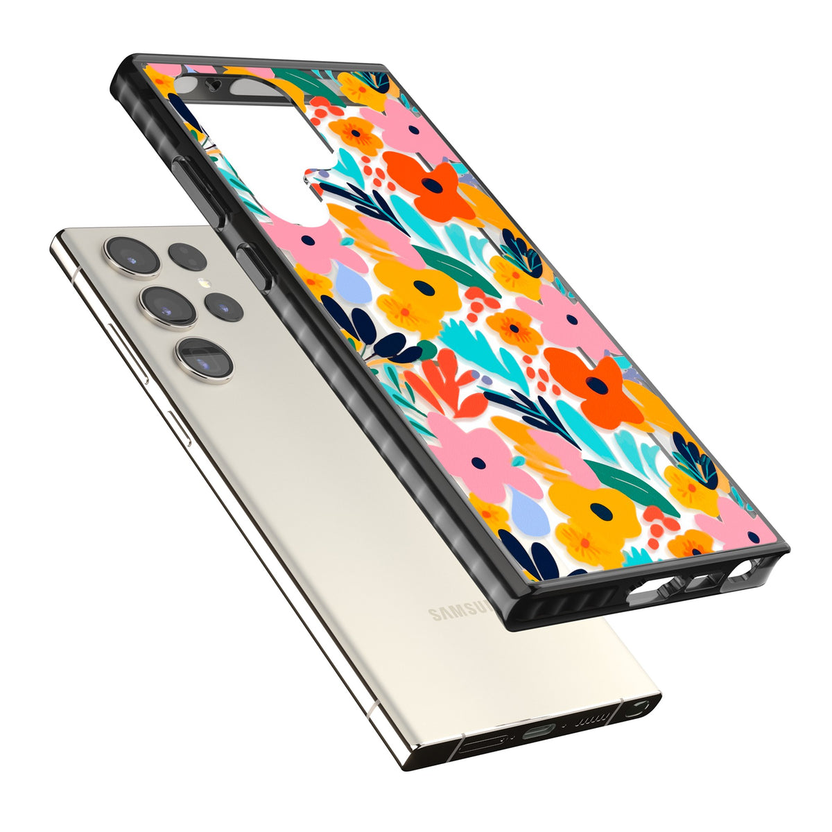 Floral Fiesta Samsung S22 Ultra / Samsung S23 Ultra / Samsung S24 Ultra Impact Black Phone Case angled