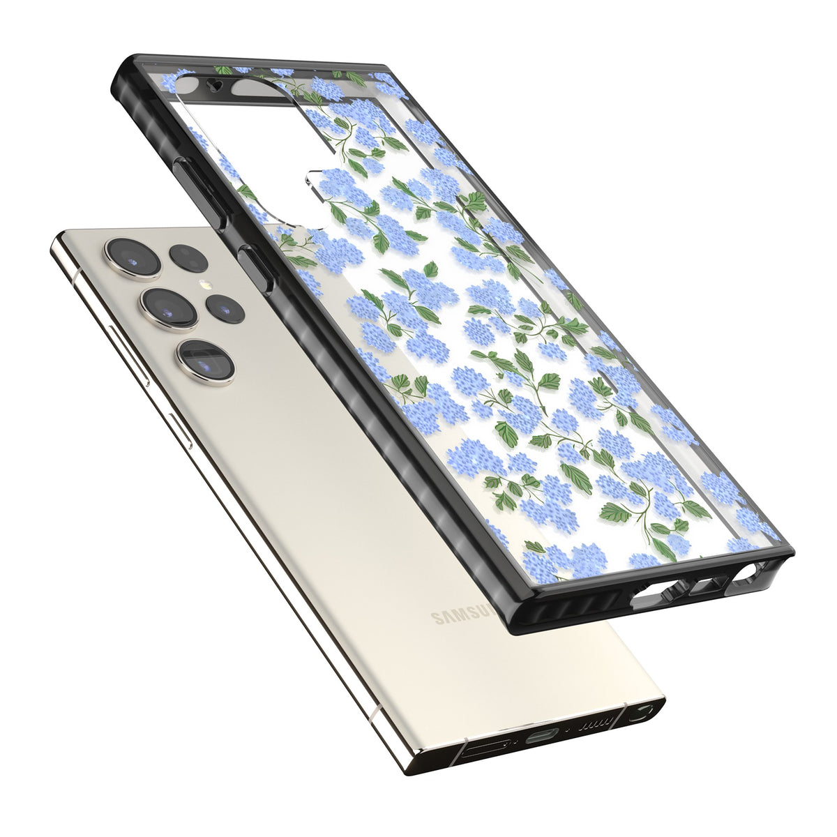 Hydrangea Dreams Samsung S22 Ultra / Samsung S23 Ultra / Samsung S24 Ultra Impact Black Phone Case angled