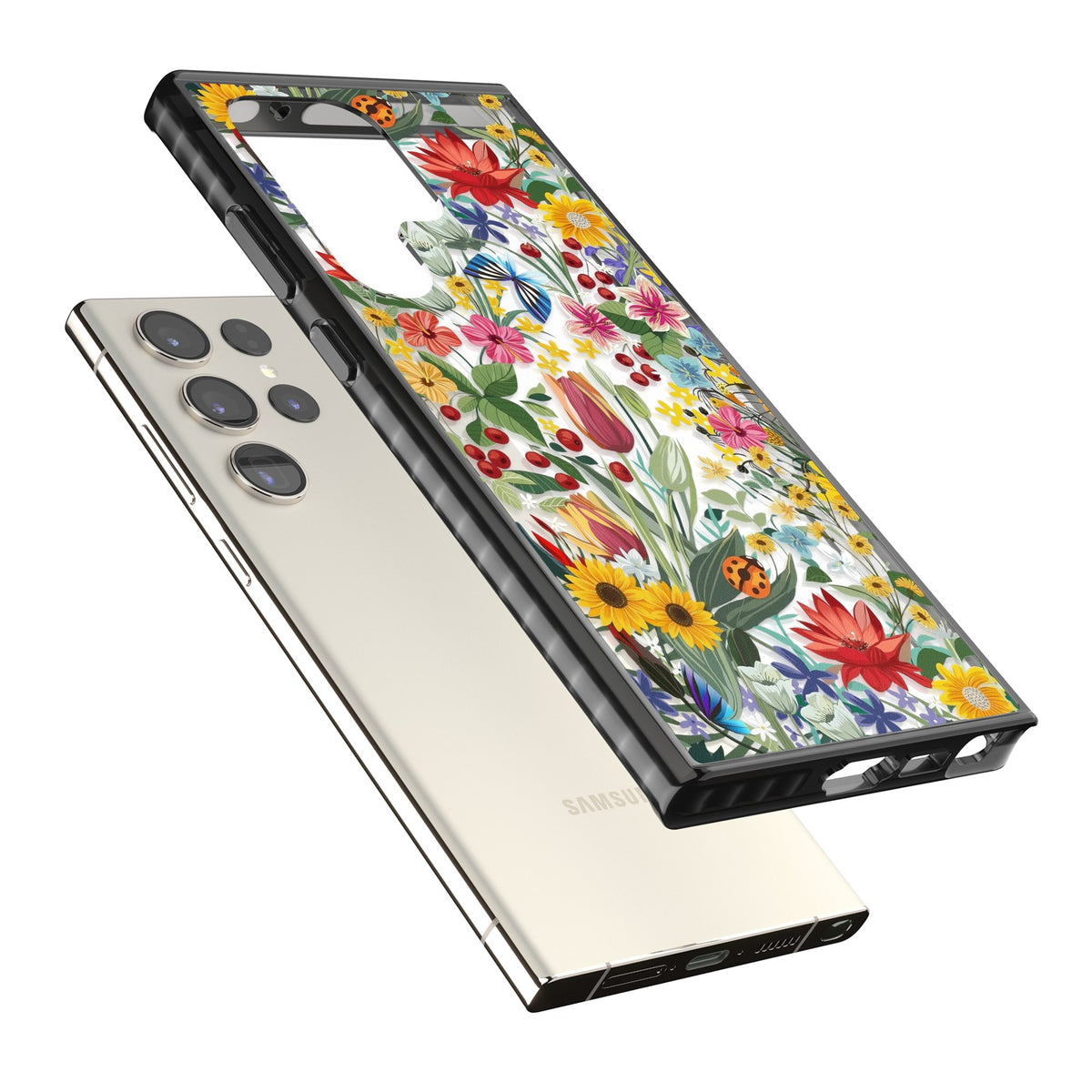 Botanical Bloom Samsung S22 Ultra / Samsung S23 Ultra / Samsung S24 Ultra Impact Black Phone Case angled