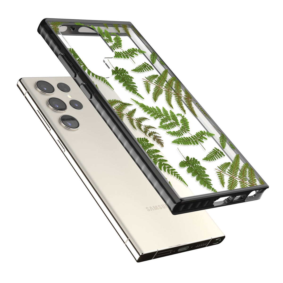 Leafy Ferns Samsung S22 Ultra / Samsung S23 Ultra / Samsung S24 Ultra Impact Black Phone Case angled