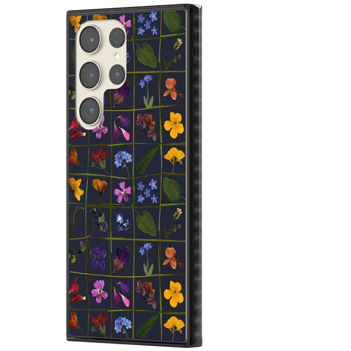 Wildflower Grid Samsung S22 Ultra / Samsung S23 Ultra / Samsung S24 Ultra Impact Black Phone Case side