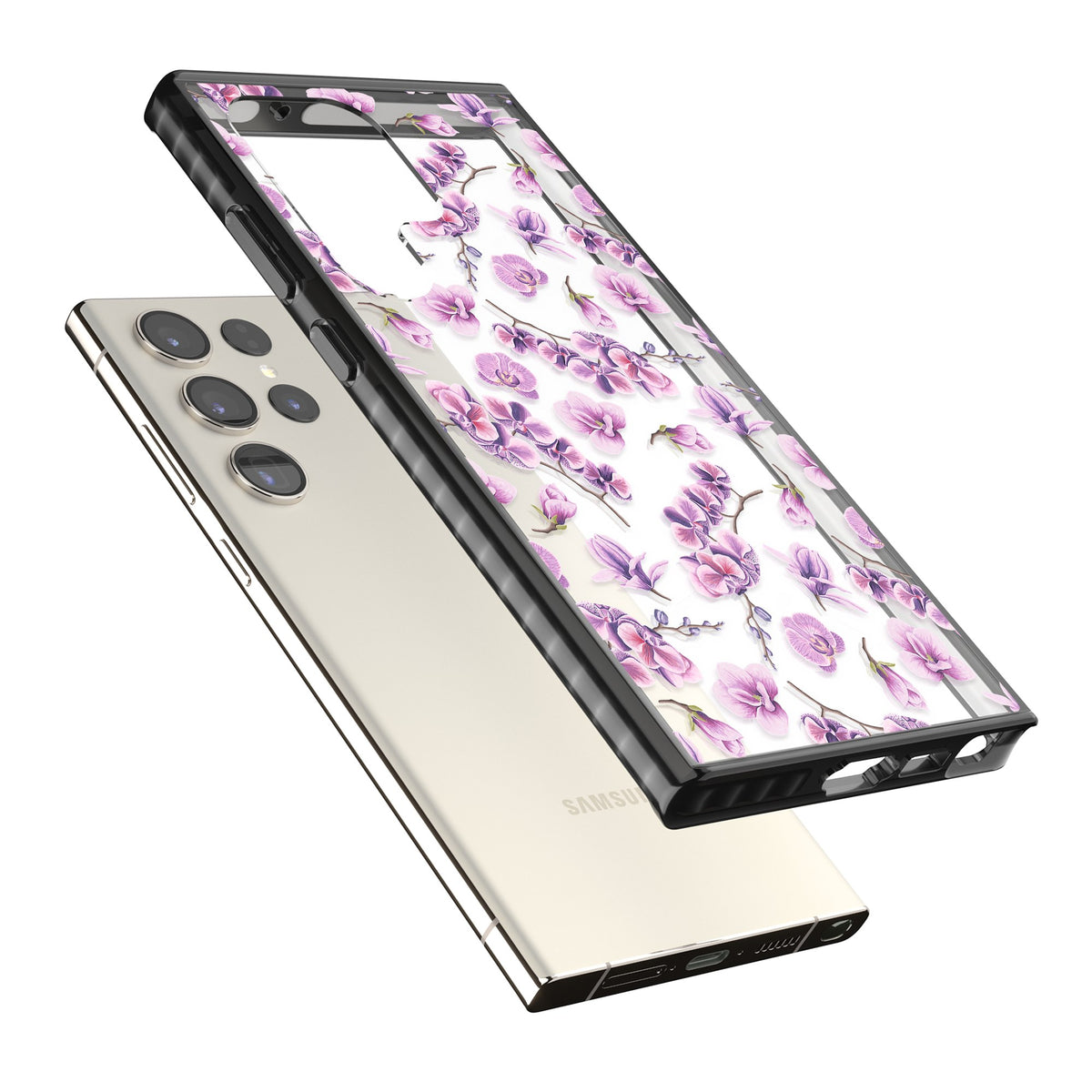 Soft Bloom Samsung S22 Ultra / Samsung S23 Ultra / Samsung S24 Ultra Impact Black Phone Case angled