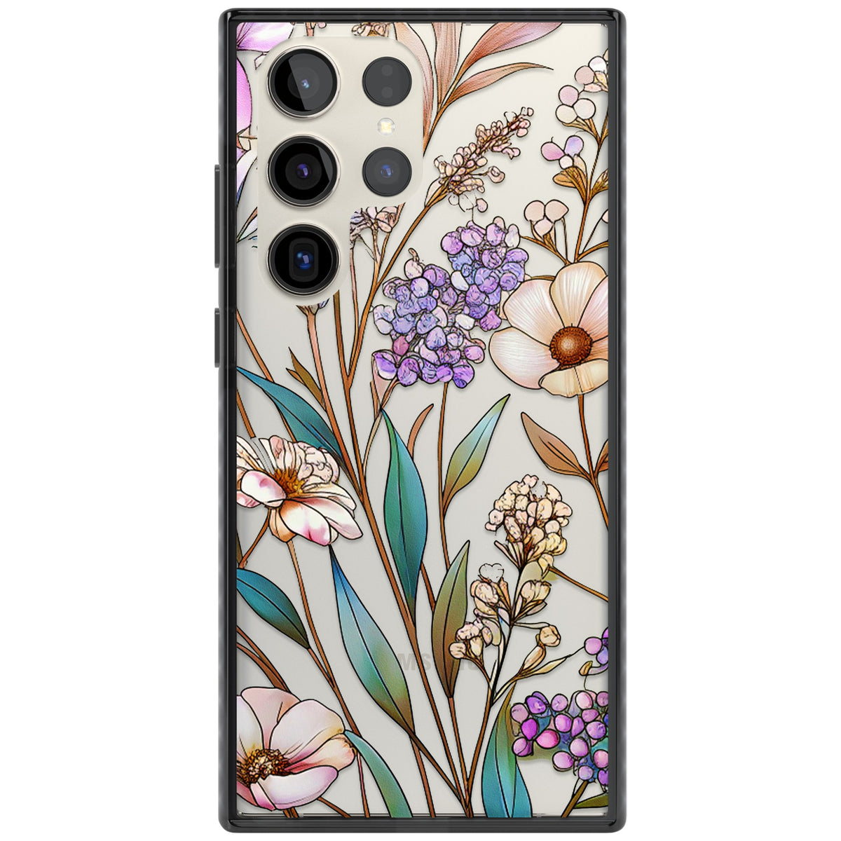 Glass Wildflower Mix Samsung S22 Ultra / Samsung S23 Ultra / Samsung S24 Ultra Impact Black Phone Case front