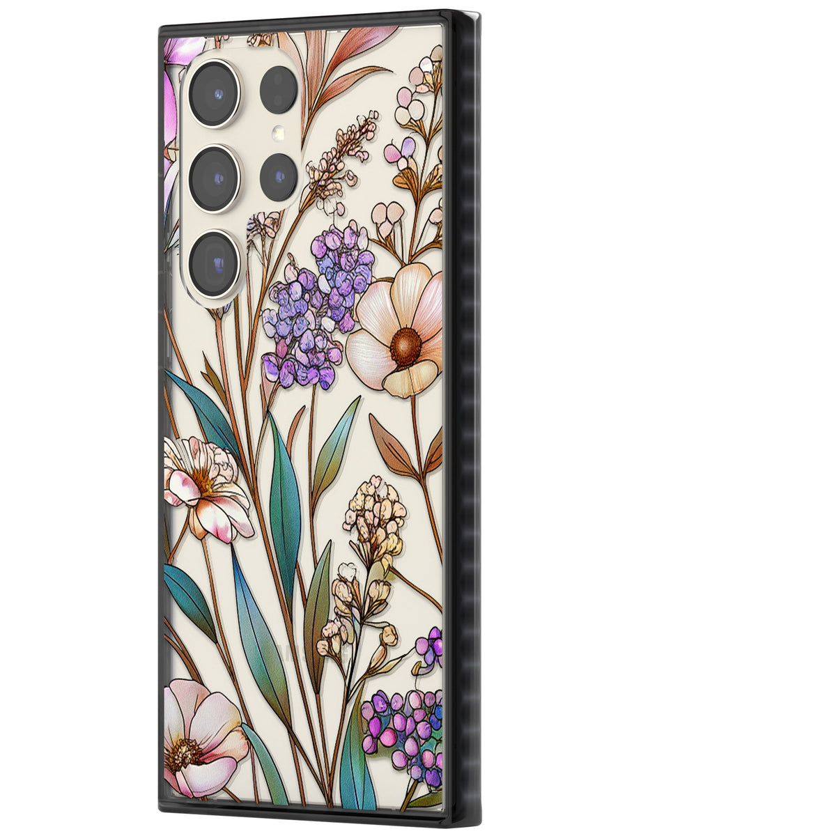 Glass Wildflower Mix Samsung S22 Ultra / Samsung S23 Ultra / Samsung S24 Ultra Impact Black Phone Case side