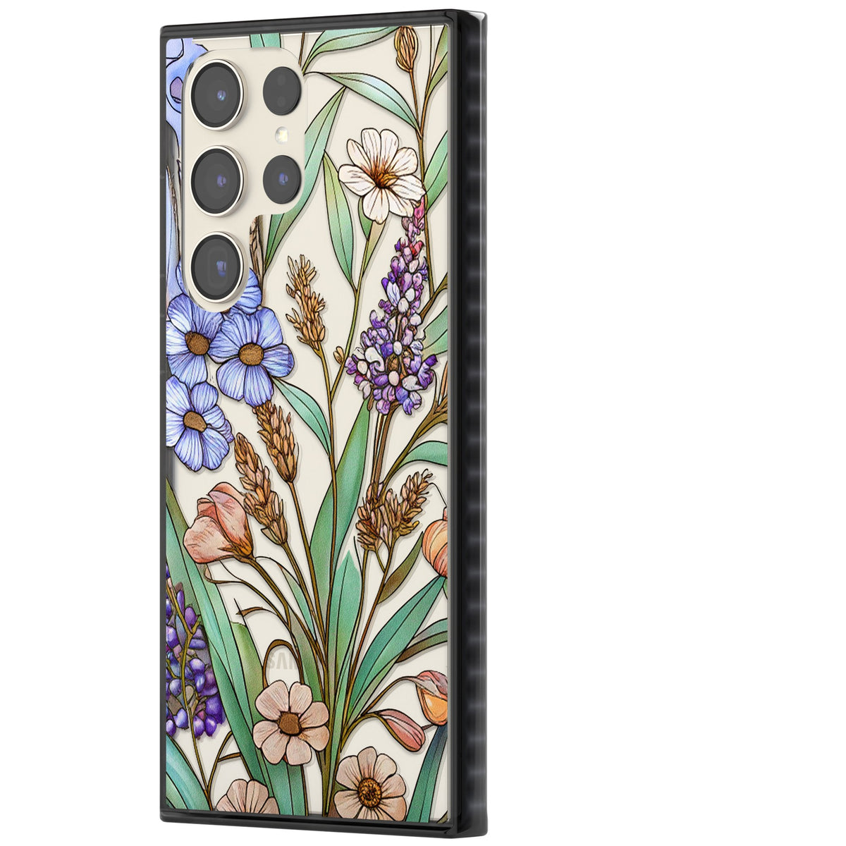 Glass Lavenders & Daisies Samsung S22 Ultra / Samsung S23 Ultra / Samsung S24 Ultra Impact Black Phone Case side