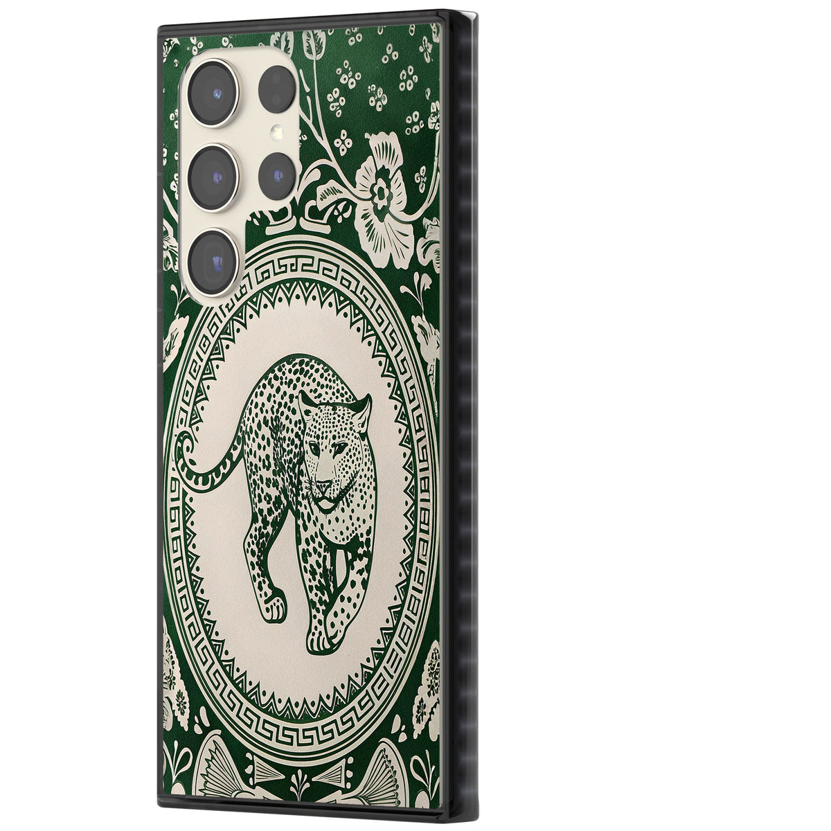 Green Leopard Samsung S22 Ultra / Samsung S23 Ultra / Samsung S24 Ultra Impact Black Phone Case side