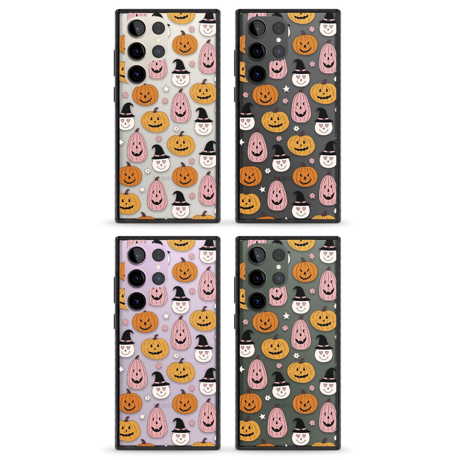 Witches and Pumpkins Pattern Impact Phone Case for Samsung Galaxy S24 Ultra , Samsung Galaxy S23 Ultra, Samsung Galaxy S22 Ultra
