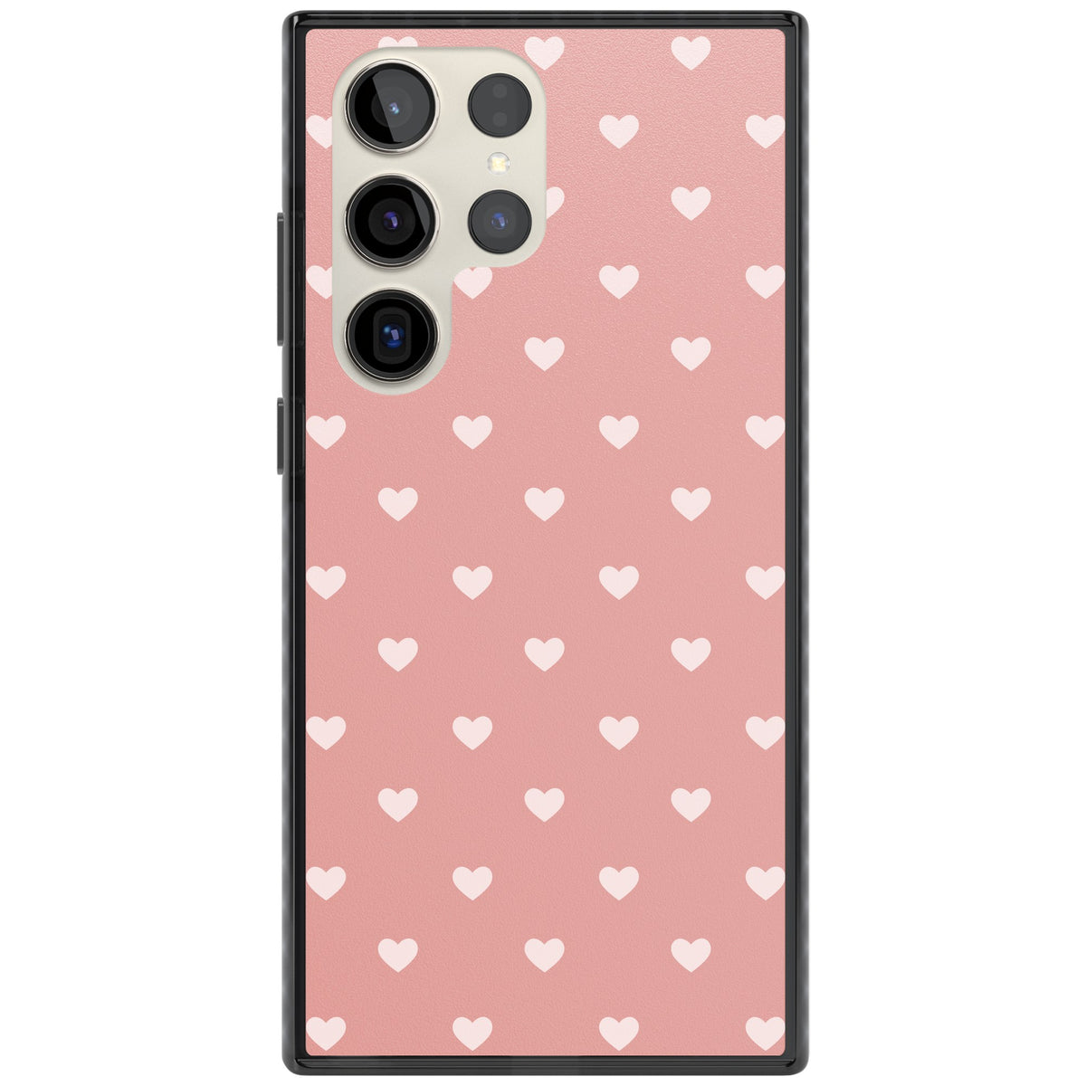 Small Heart Pattern: Pink Samsung S22 Ultra / Samsung S23 Ultra / Samsung S24 Ultra Impact Black Phone Case front