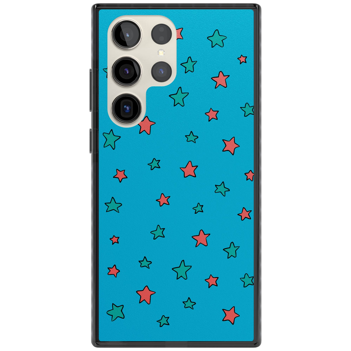 Blue Heartstopper Stars Pattern Samsung S22 Ultra / Samsung S23 Ultra / Samsung S24 Ultra Impact Black Phone Case front