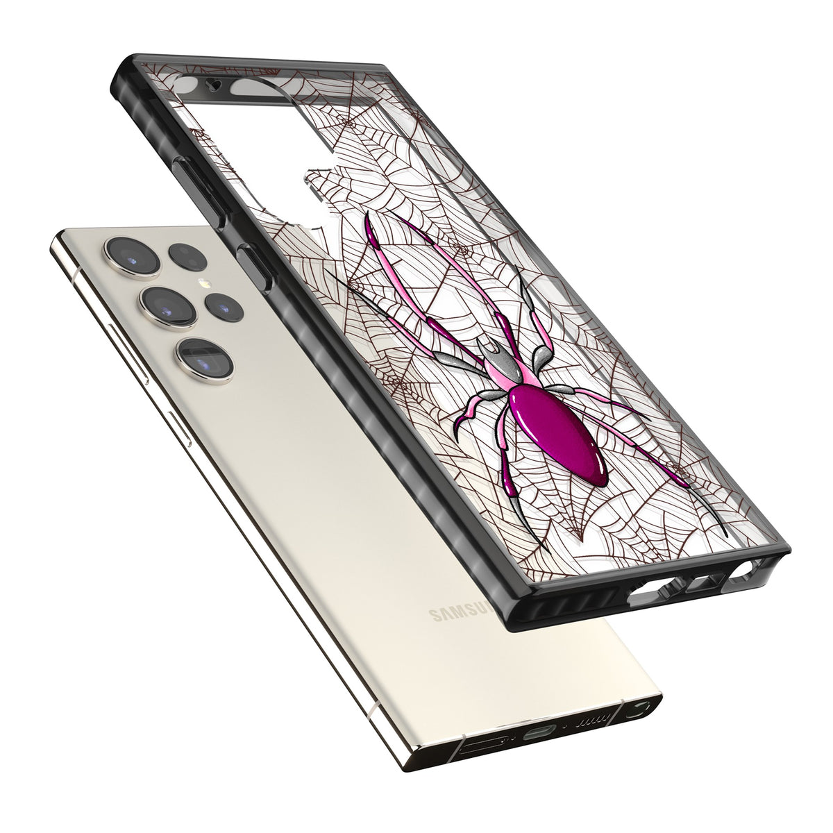 Arachnophobia Samsung S22 Ultra / Samsung S23 Ultra / Samsung S24 Ultra Impact Black Phone Case angled