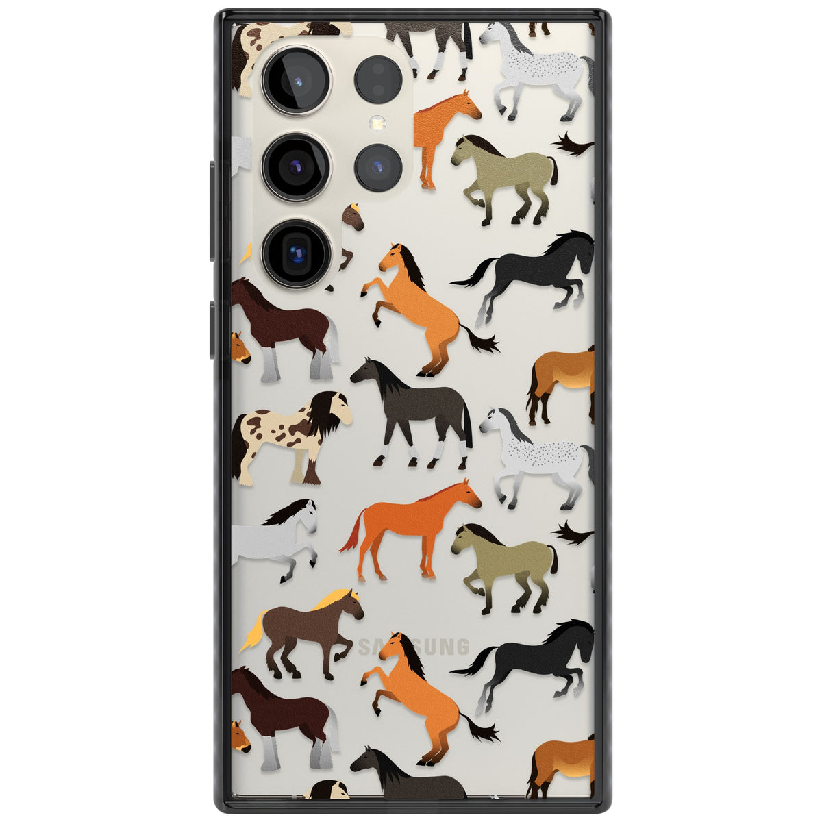 Horse Pattern Samsung S22 Ultra / Samsung S23 Ultra / Samsung S24 Ultra Impact Black Phone Case front