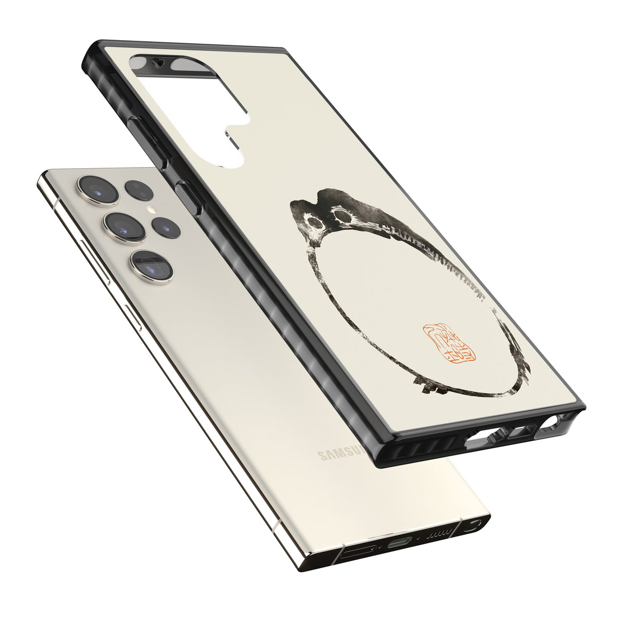 Matsumoto Hoji Round Frog Samsung S22 Ultra / Samsung S23 Ultra / Samsung S24 Ultra Impact Black Phone Case angled