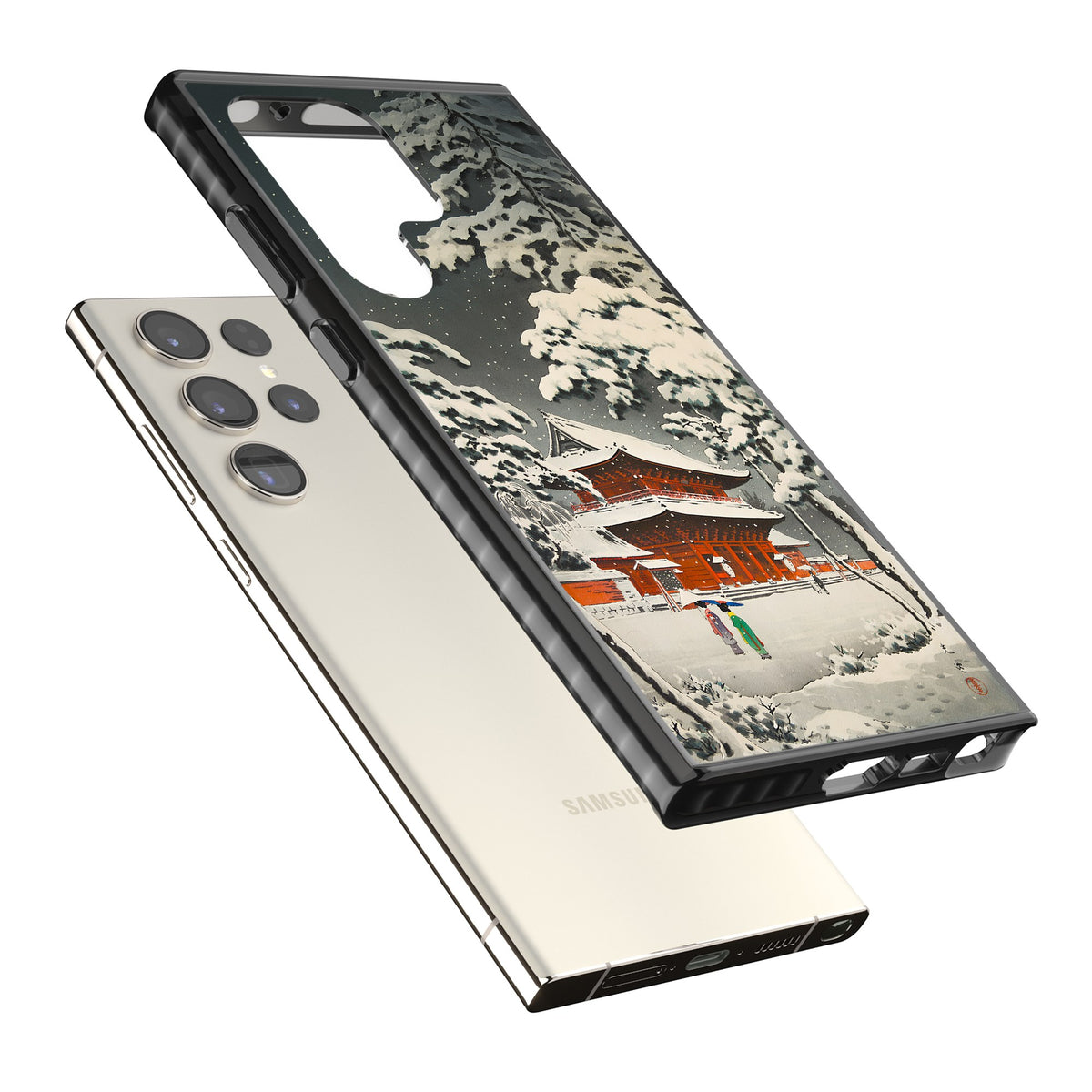 Snow at Shiha Park, Tokyo Samsung S22 Ultra / Samsung S23 Ultra / Samsung S24 Ultra Impact Black Phone Case angled