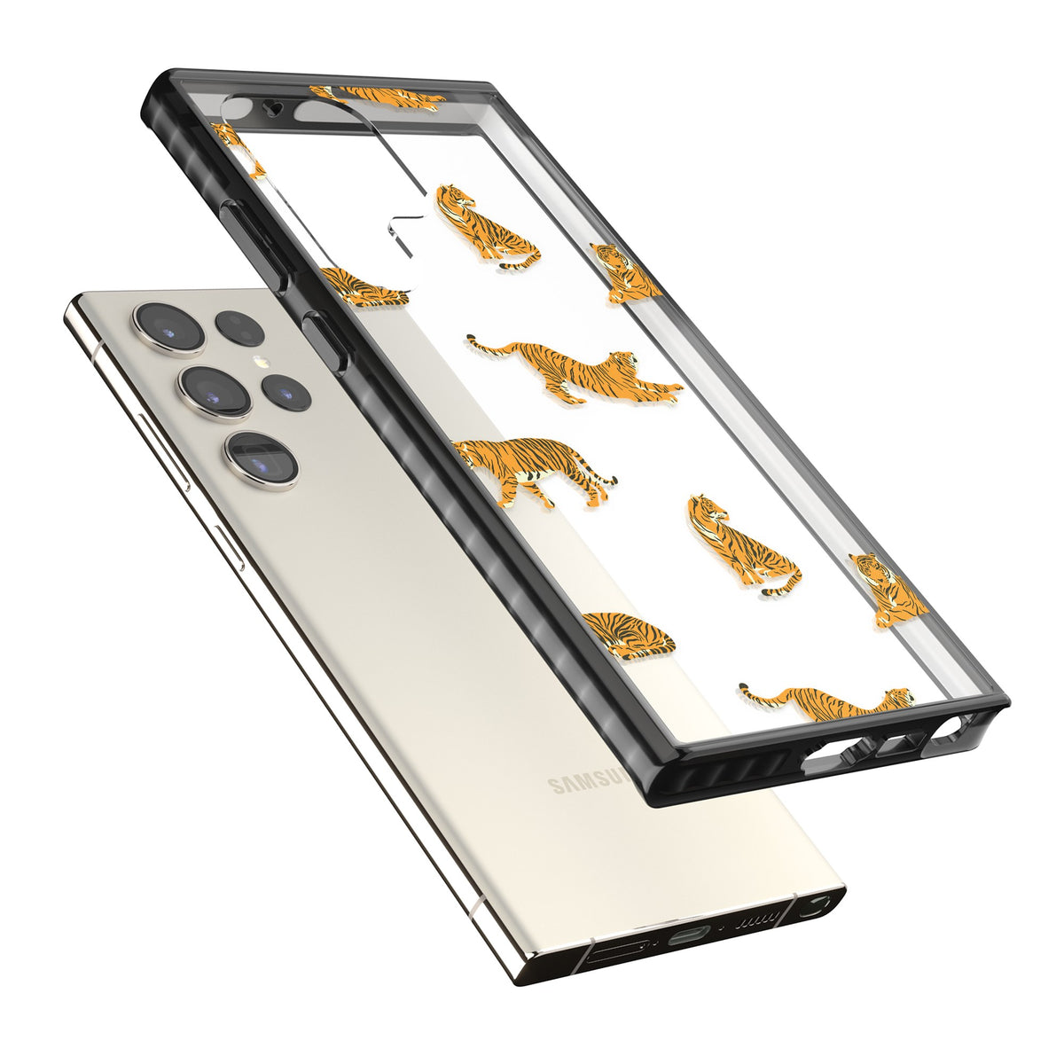 Tiger Lounge Samsung S22 Ultra / Samsung S23 Ultra / Samsung S24 Ultra Impact Black Phone Case angled