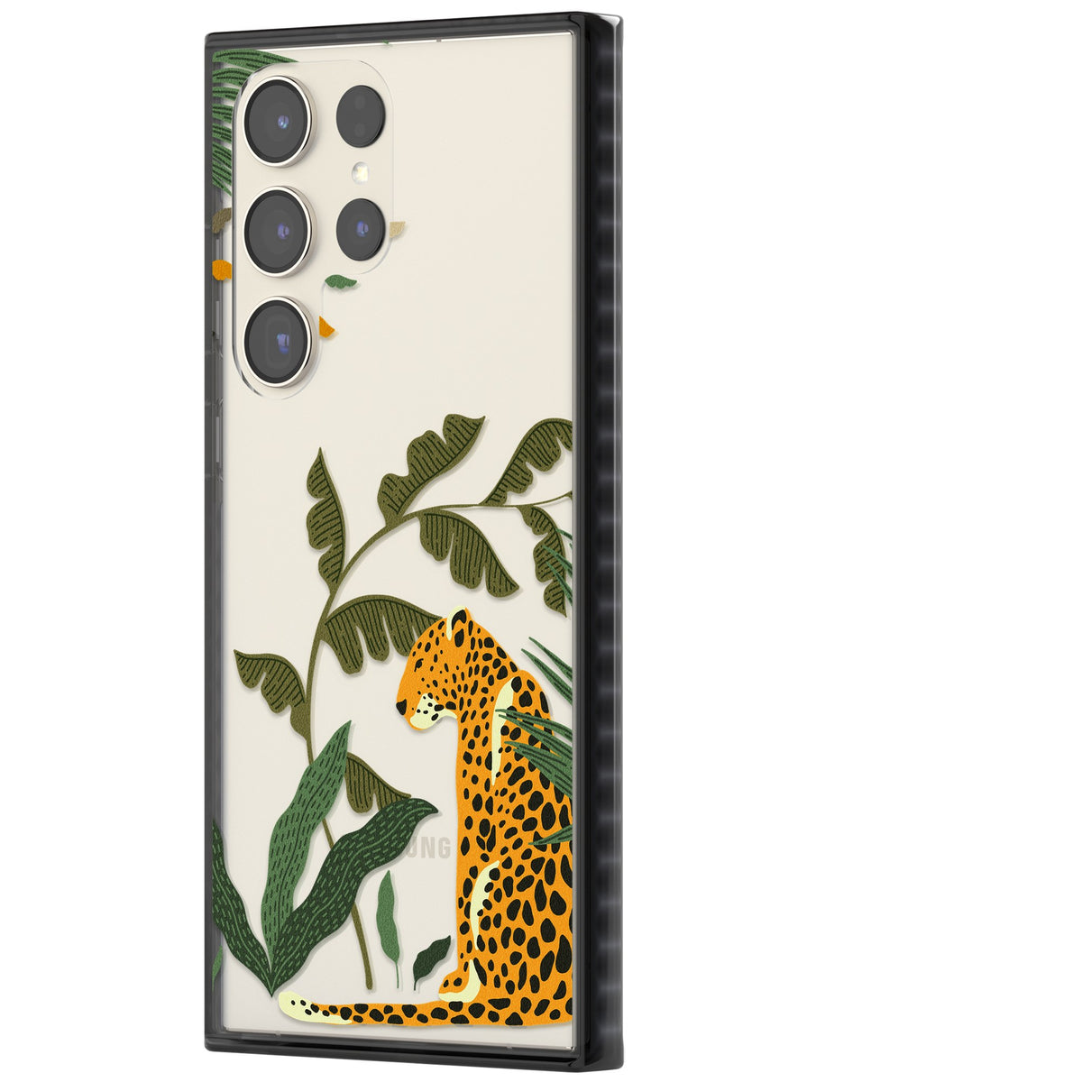 Large Jungle Cat Pattern Samsung S22 Ultra / Samsung S23 Ultra / Samsung S24 Ultra Impact Black Phone Case side