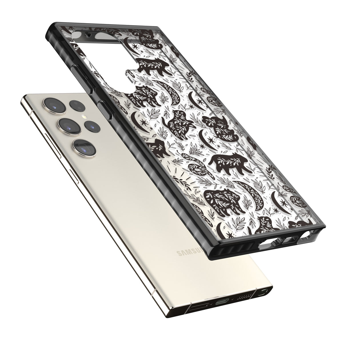 Midnight Forest Animals Samsung S22 Ultra / Samsung S23 Ultra / Samsung S24 Ultra Impact Black Phone Case angled