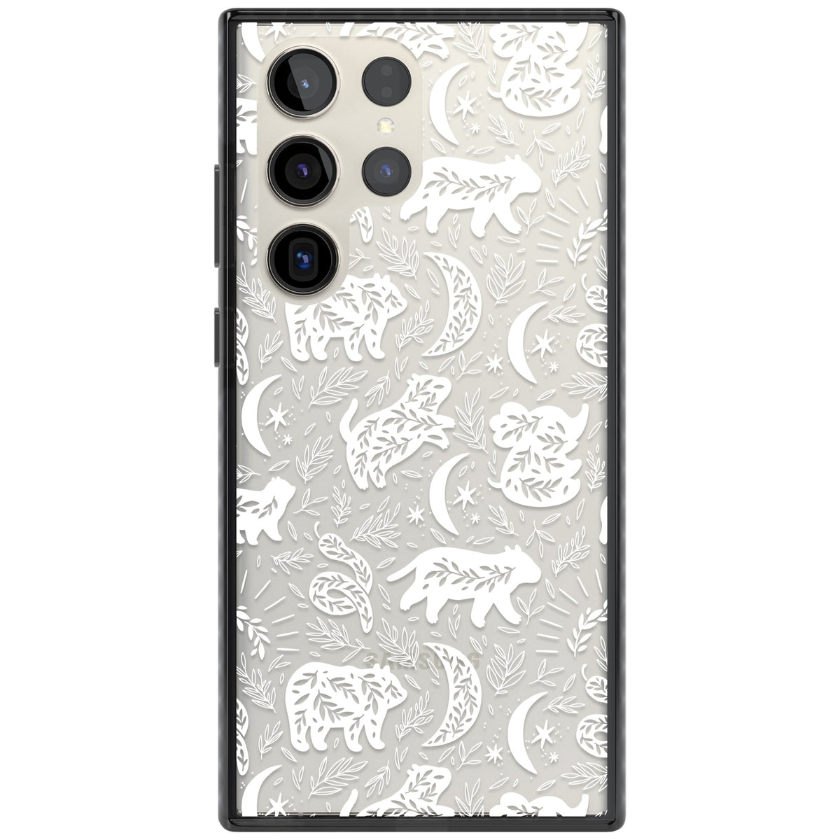 Forest Animal Silhouettes: White/Clear Samsung S22 Ultra / Samsung S23 Ultra / Samsung S24 Ultra Impact Black Phone Case front