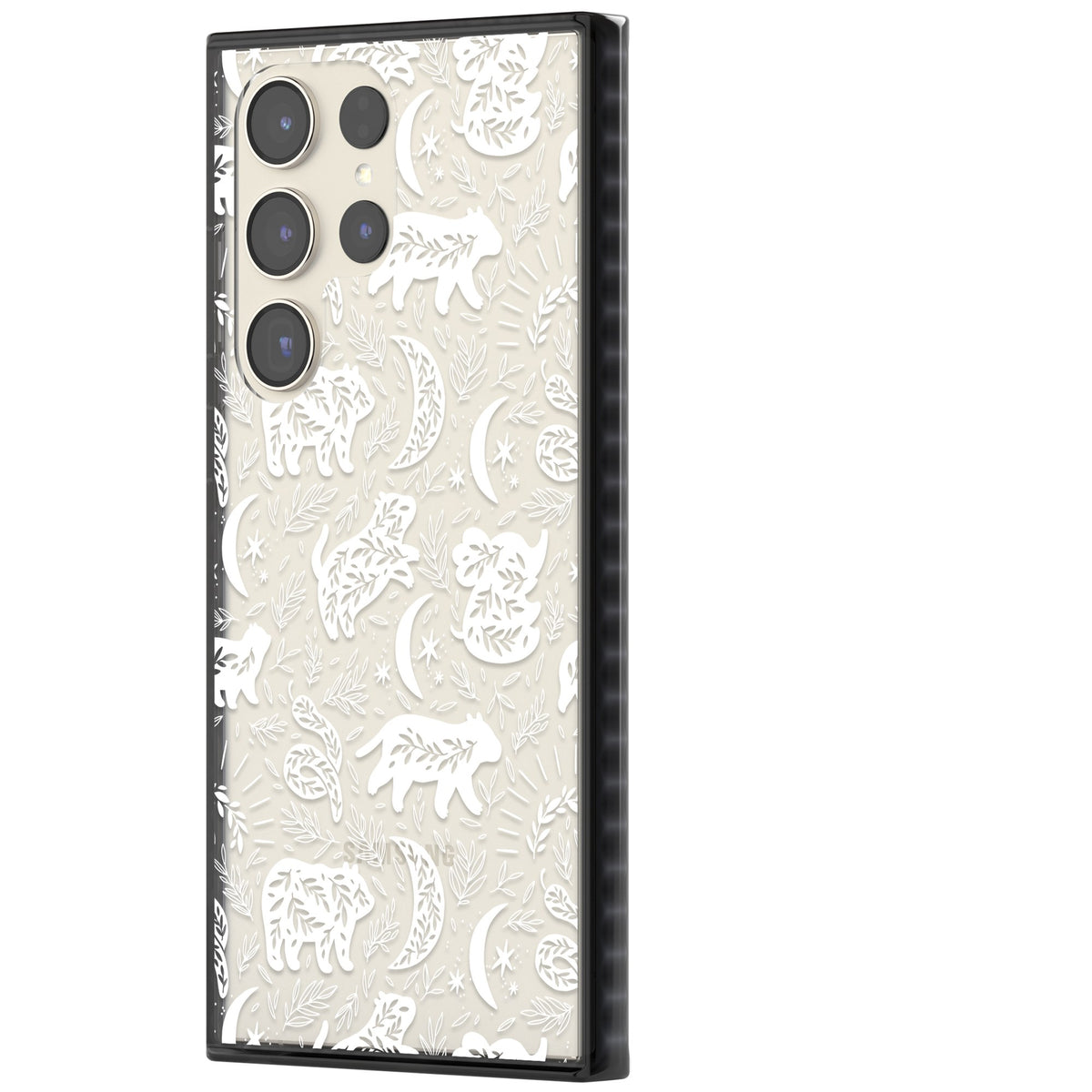 Forest Animal Silhouettes: White/Clear Samsung S22 Ultra / Samsung S23 Ultra / Samsung S24 Ultra Impact Black Phone Case side