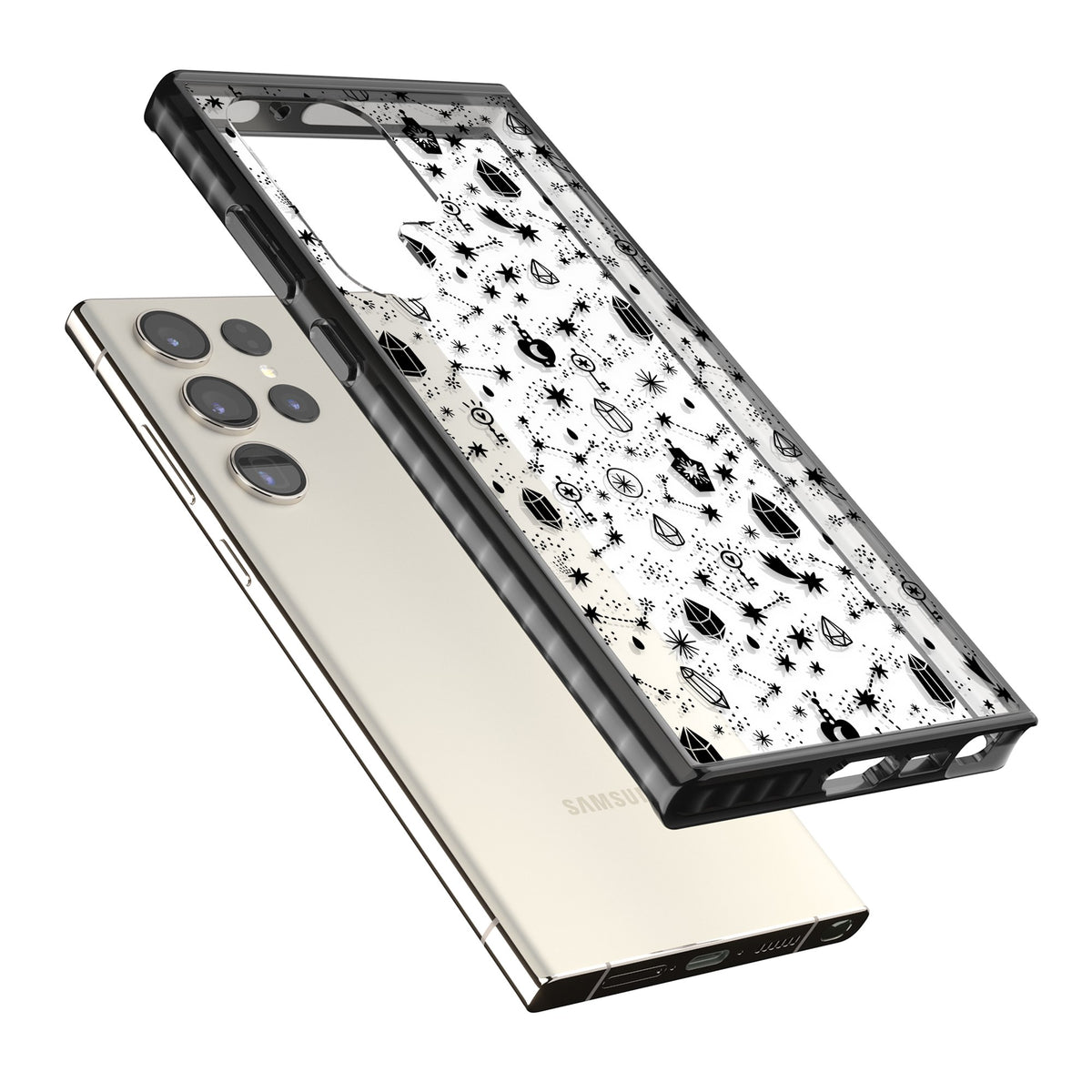Black Cosmic Crystal Samsung S22 Ultra / Samsung S23 Ultra / Samsung S24 Ultra Impact Black Phone Case angled