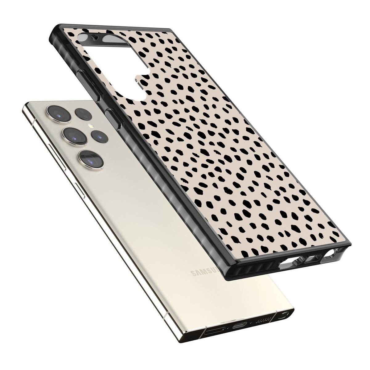 Coffee Dalmatian Samsung S22 Ultra / Samsung S23 Ultra / Samsung S24 Ultra Impact Black Phone Case angled