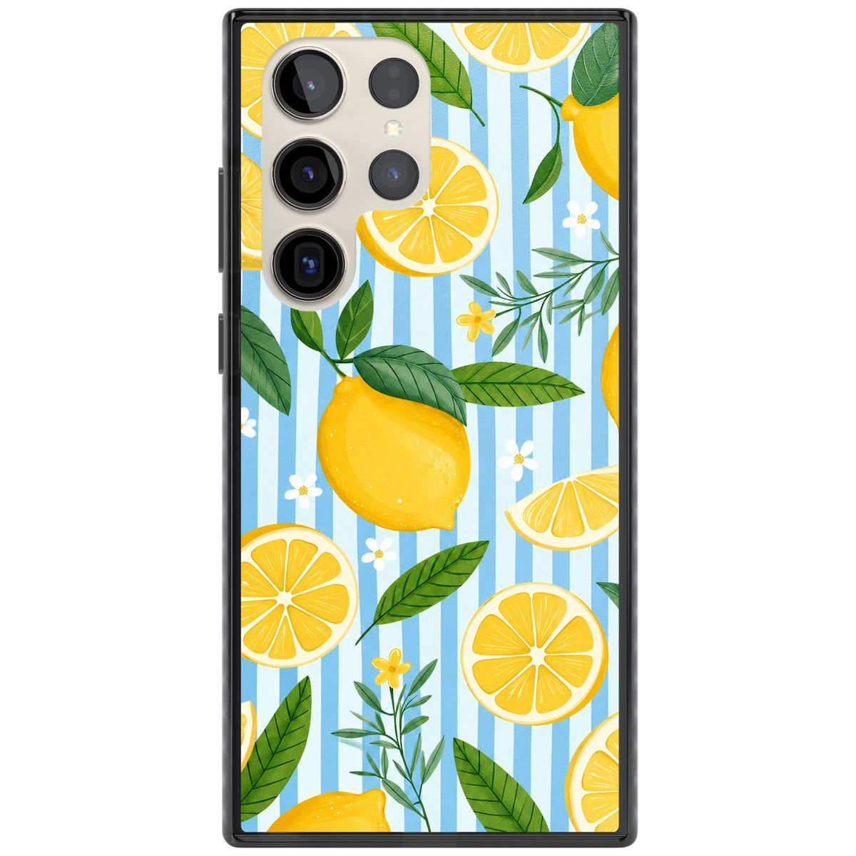 Capri Citrus Stripe Samsung S22 Ultra / Samsung S23 Ultra / Samsung S24 Ultra Impact Black Phone Case front