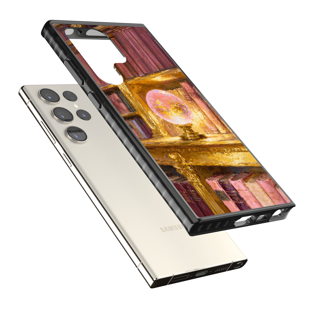 Gilded Library Samsung S22 Ultra / Samsung S23 Ultra / Samsung S24 Ultra Impact Black Phone Case angled