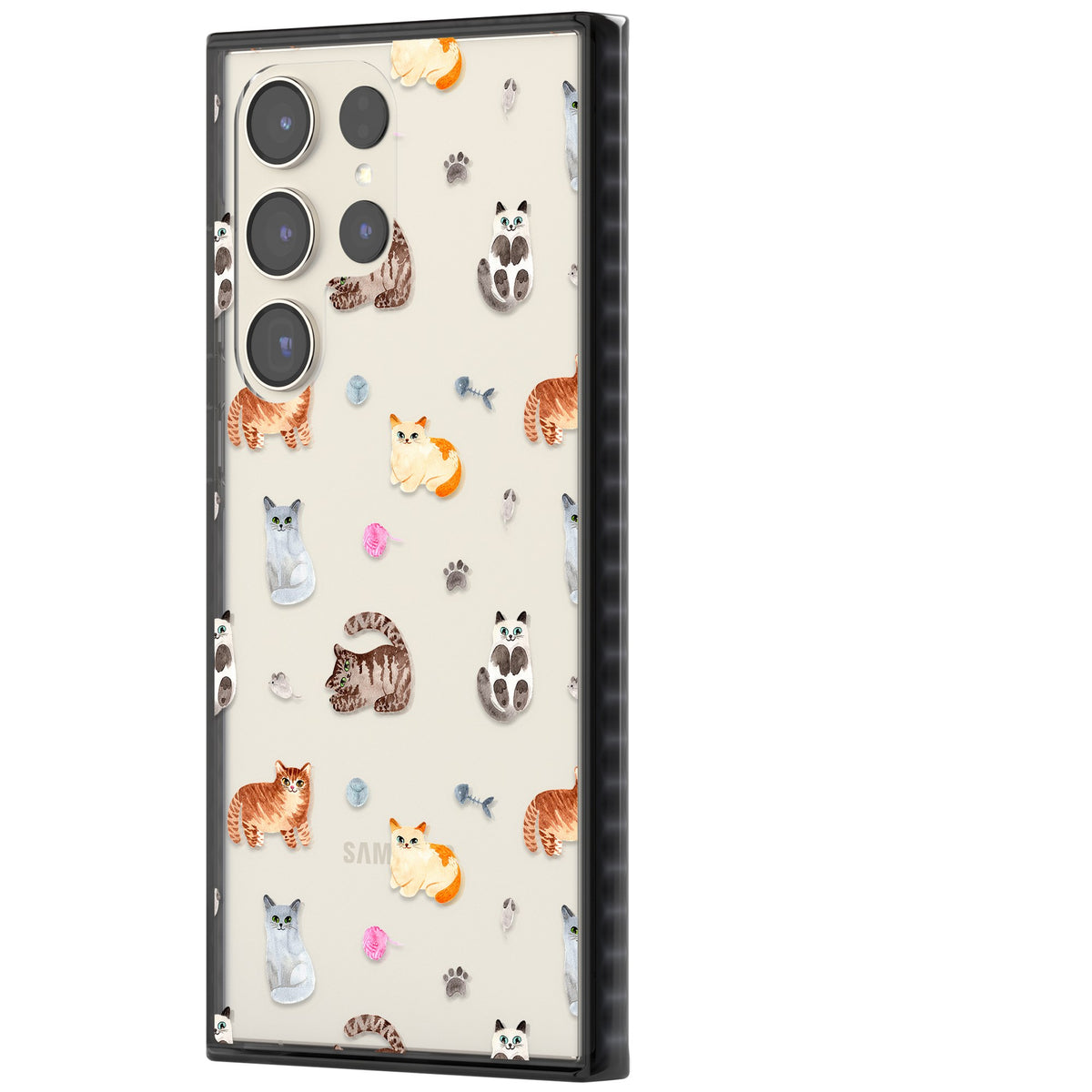 Playful Cats Samsung S22 Ultra / Samsung S23 Ultra / Samsung S24 Ultra Impact Black Phone Case side