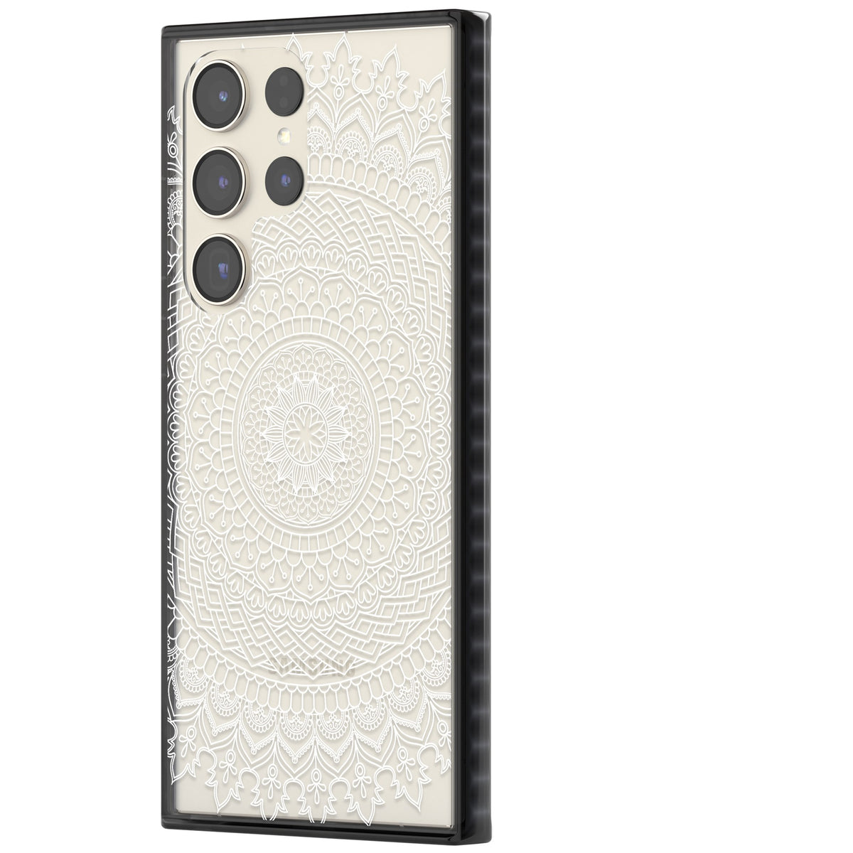 White Mandala Samsung S22 Ultra / Samsung S23 Ultra / Samsung S24 Ultra Impact Black Phone Case side