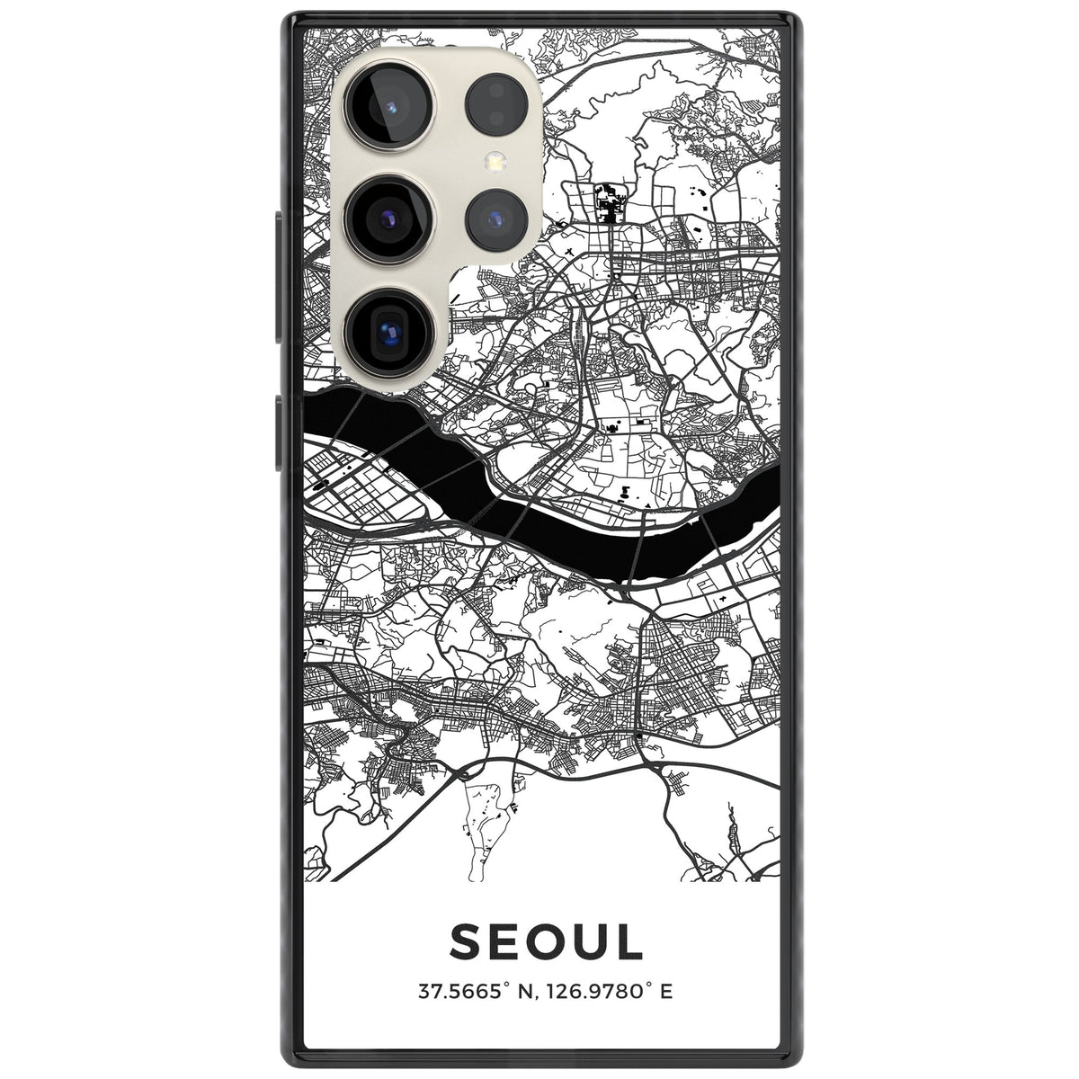 Seoul City Map Samsung S22 Ultra / Samsung S23 Ultra / Samsung S24 Ultra Impact Black Phone Case front