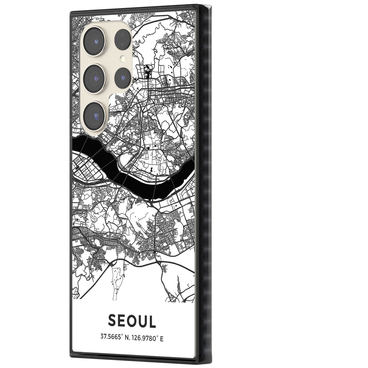 Seoul City Map Samsung S22 Ultra / Samsung S23 Ultra / Samsung S24 Ultra Impact Black Phone Case side