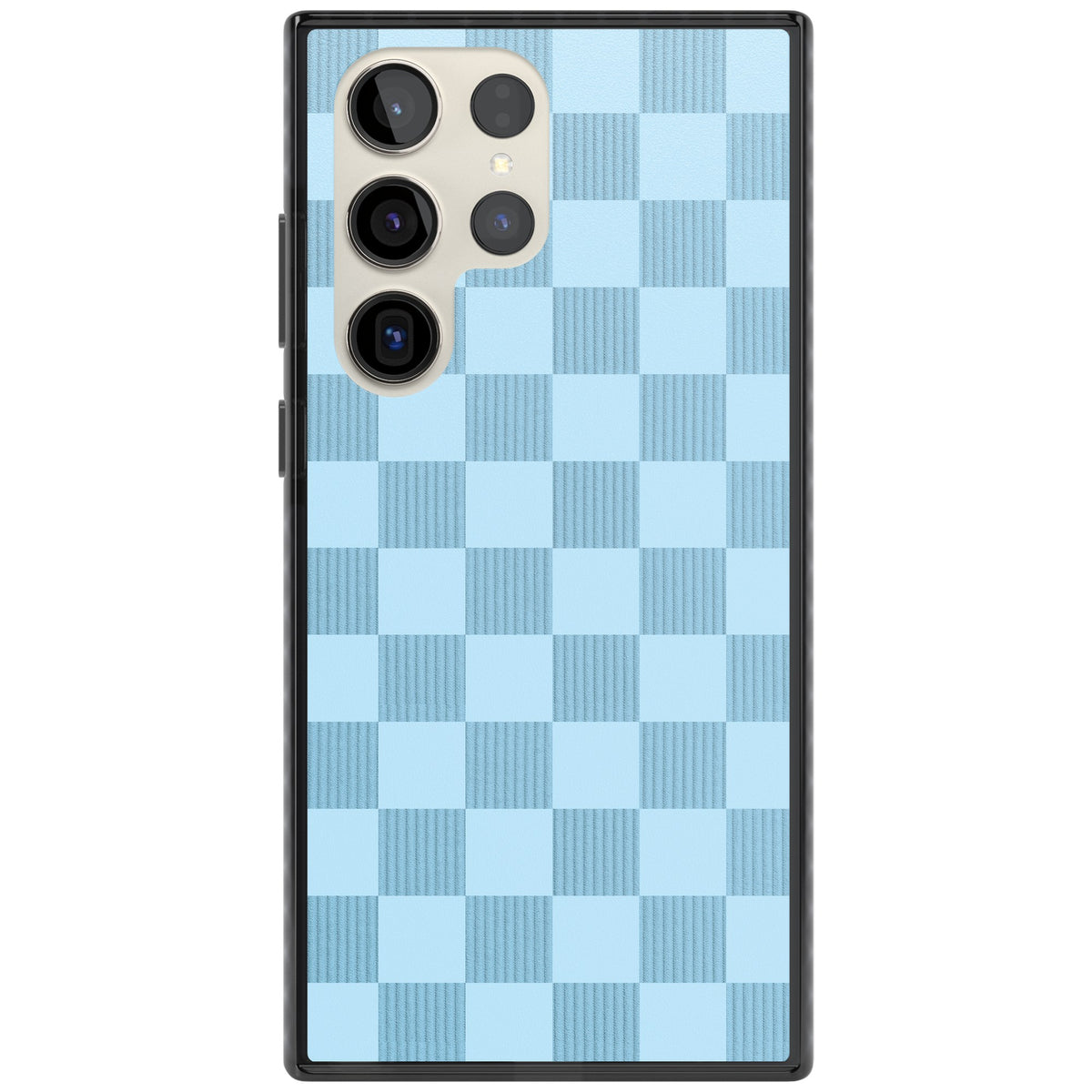 Skyblue Checkered Samsung S22 Ultra / Samsung S23 Ultra / Samsung S24 Ultra Impact Black Phone Case front