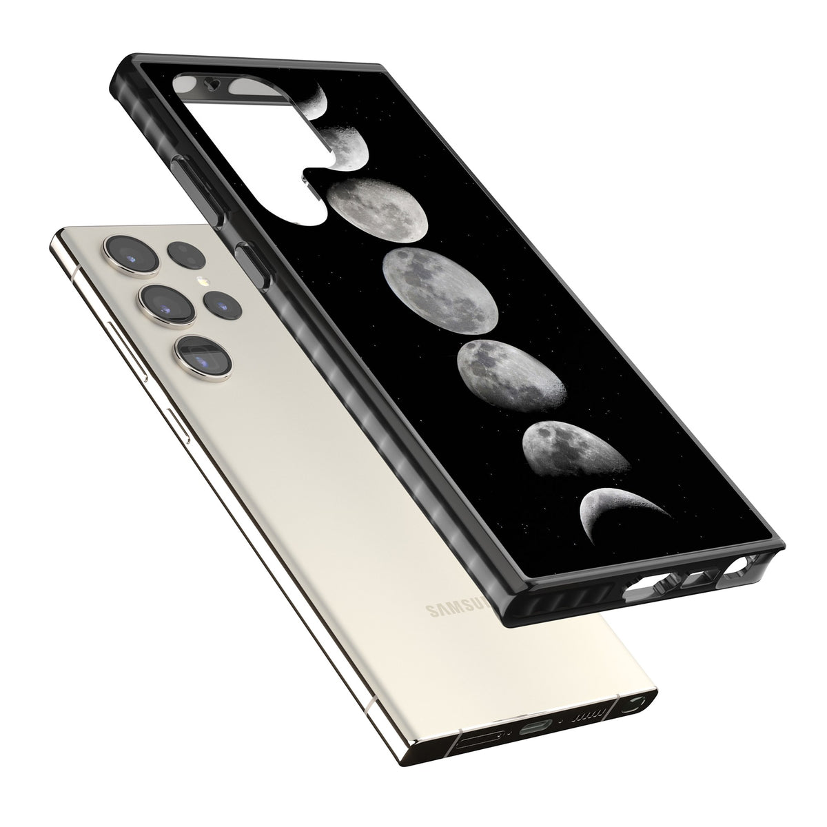 Phases Of The Moon Samsung S22 Ultra / Samsung S23 Ultra / Samsung S24 Ultra Impact Black Phone Case angled
