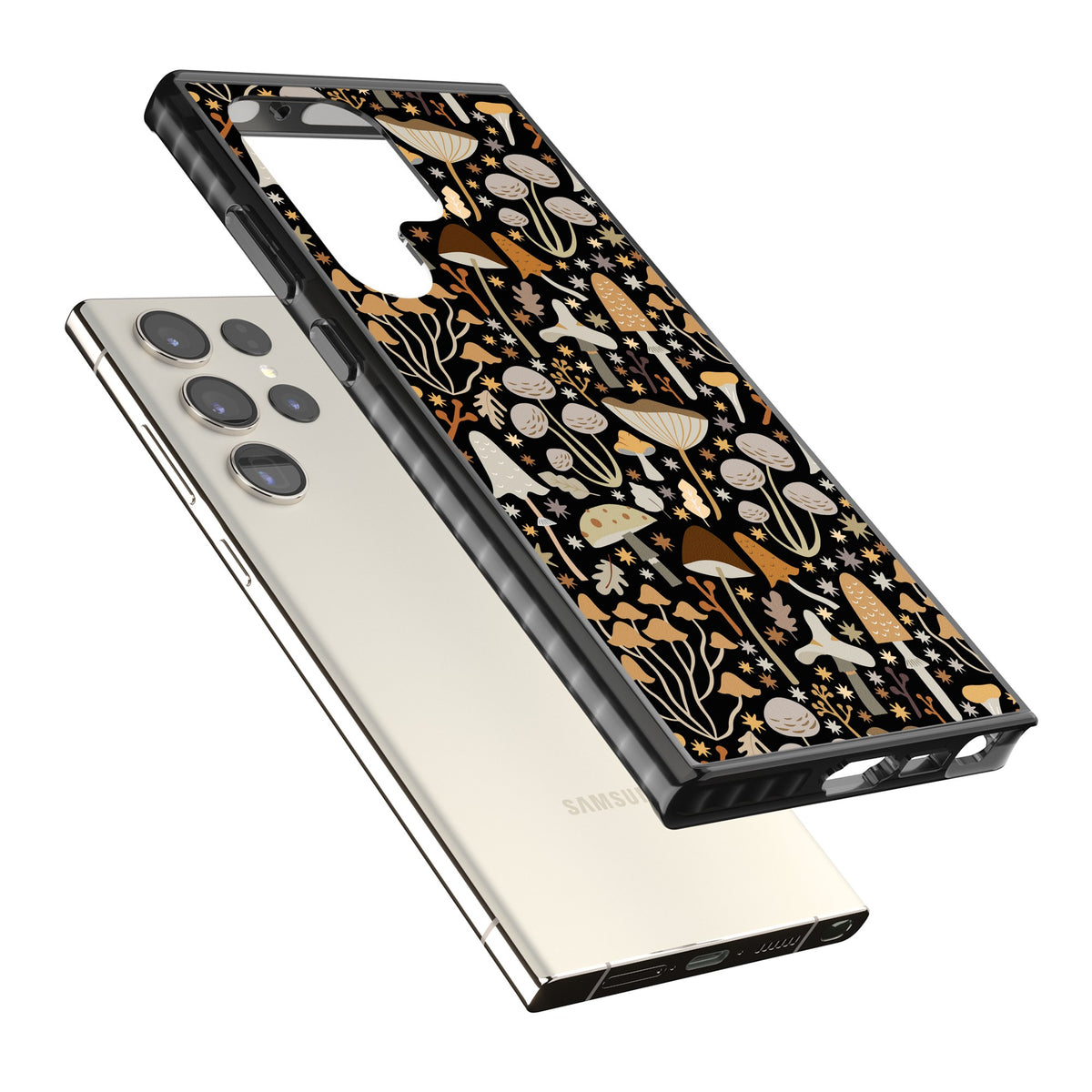 Mushroom Grove Samsung S22 Ultra / Samsung S23 Ultra / Samsung S24 Ultra Impact Black Phone Case angled