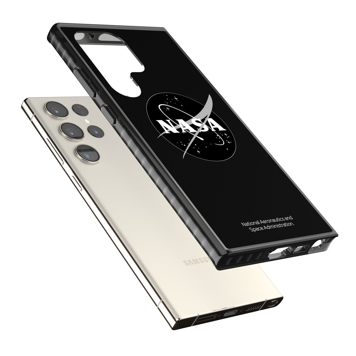 Dark Nasa Meatball Samsung S22 Ultra / Samsung S23 Ultra / Samsung S24 Ultra Impact Black Phone Case angled
