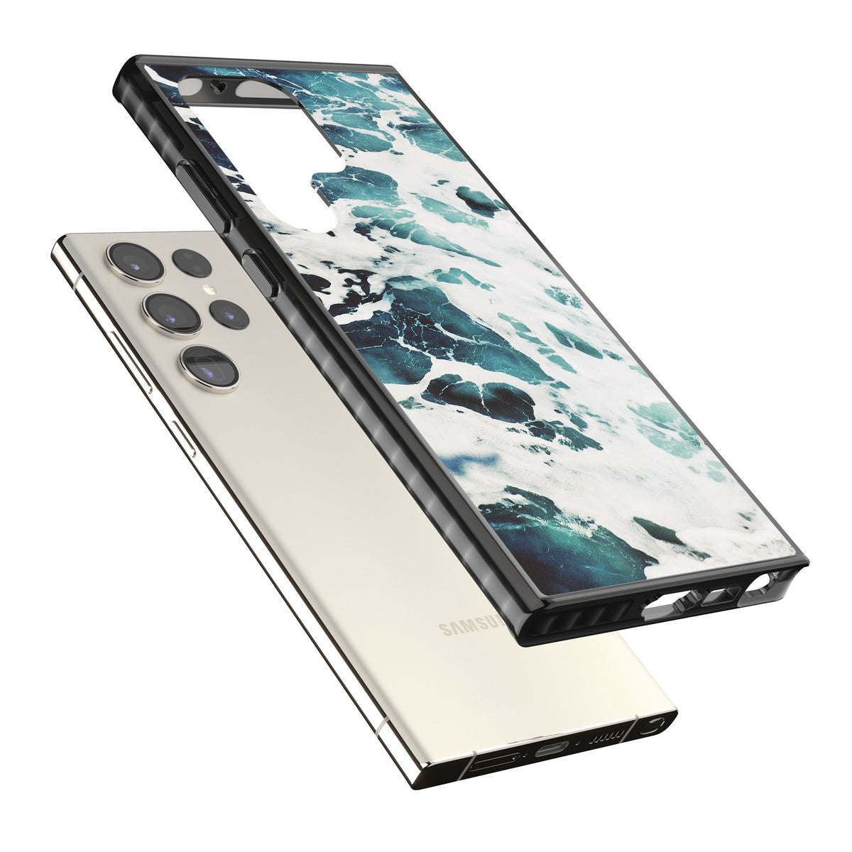 Ocean Surge Samsung S22 Ultra / Samsung S23 Ultra / Samsung S24 Ultra Impact Black Phone Case angled