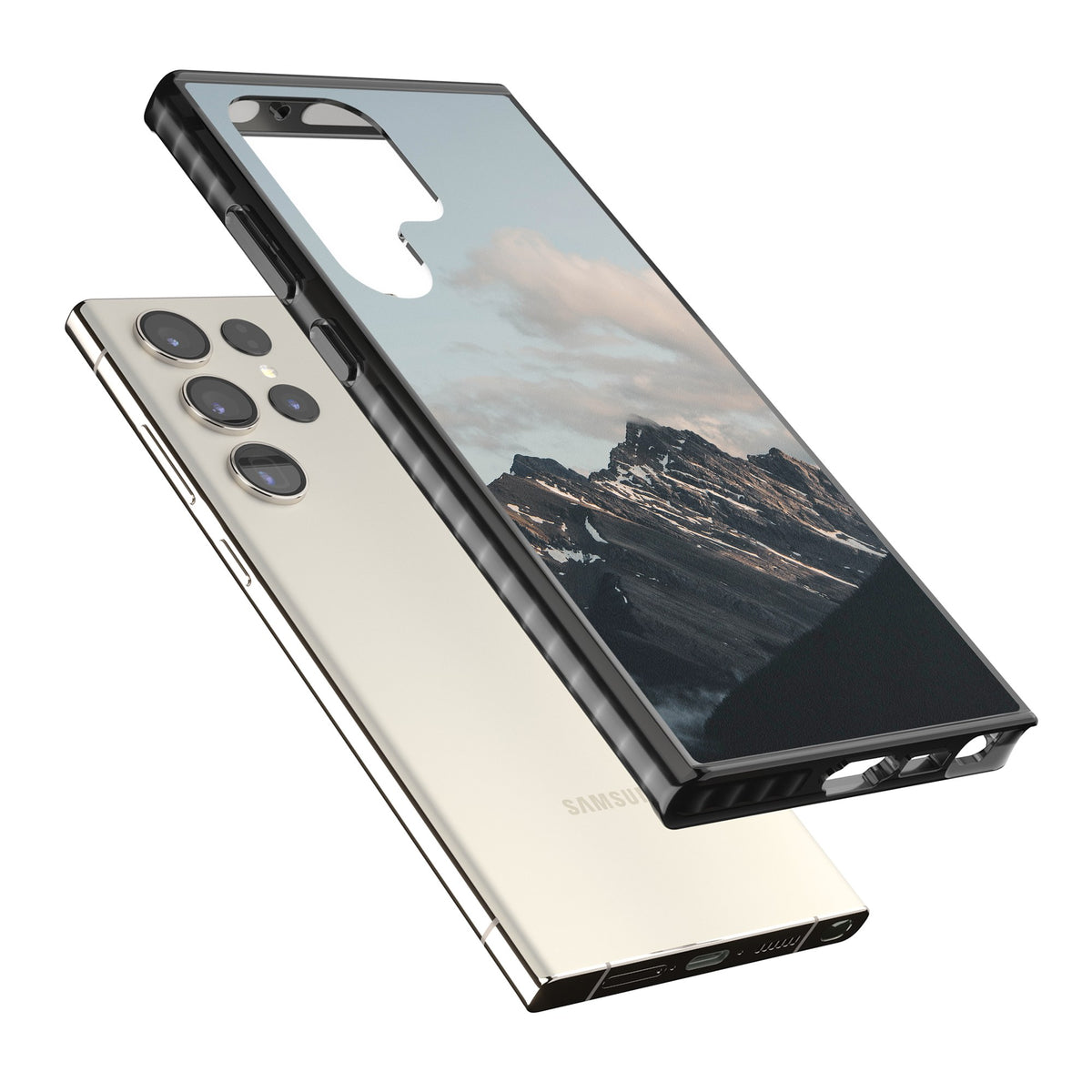 Twilight Mountain Samsung S22 Ultra / Samsung S23 Ultra / Samsung S24 Ultra Impact Black Phone Case angled