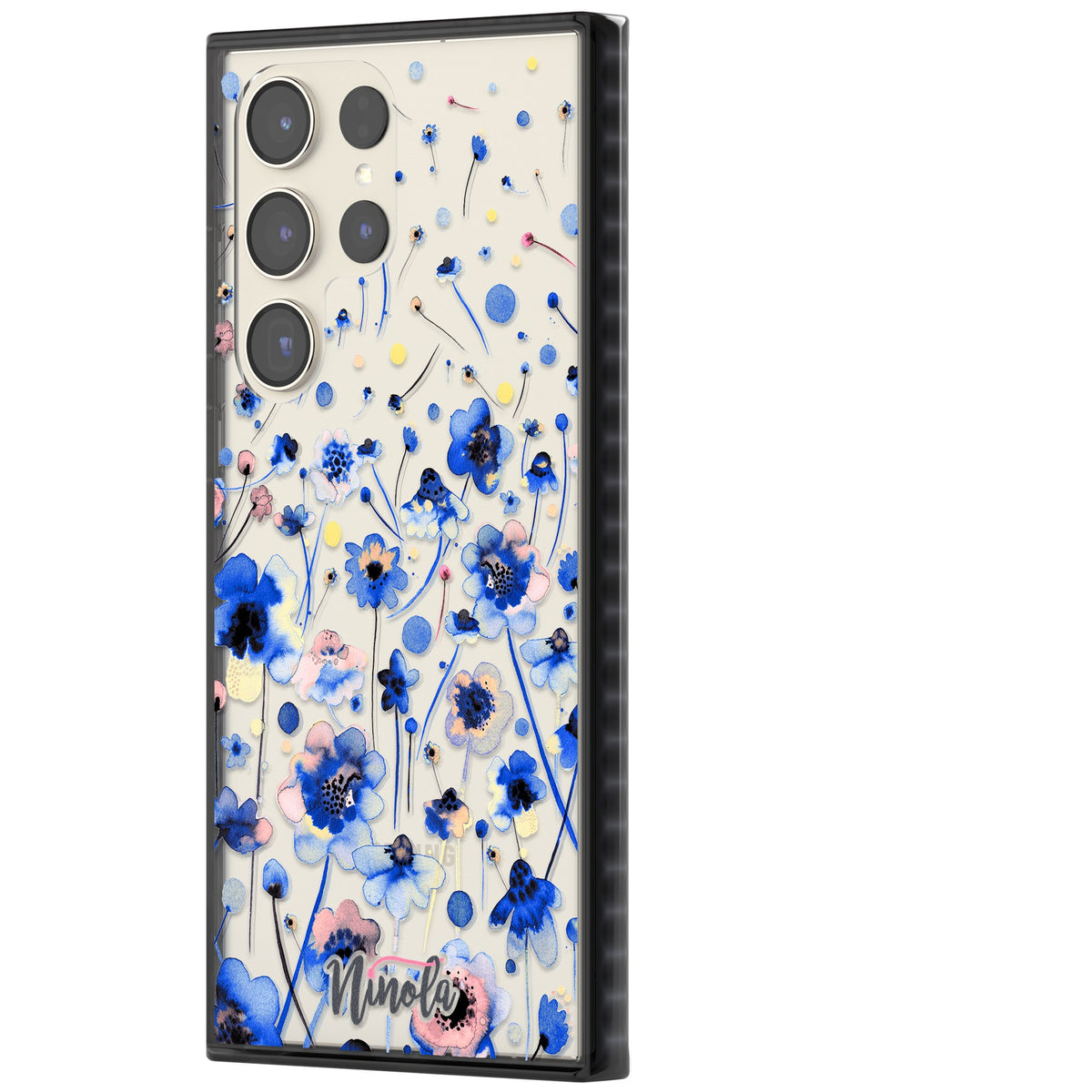 Ink Flowers Blue Samsung S22 Ultra / Samsung S23 Ultra / Samsung S24 Ultra Impact Black Phone Case side