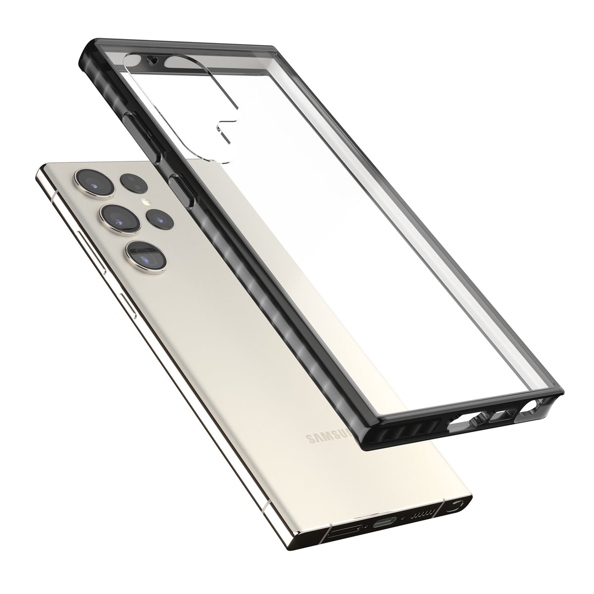 Clear Black Impact Samsung S22 Ultra / Samsung S23 Ultra / Samsung S24 Ultra Impact Black Phone Case angled