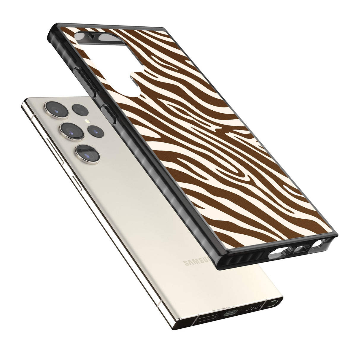 Mocha Zebra Samsung S22 Ultra / Samsung S23 Ultra / Samsung S24 Ultra Impact Black Phone Case angled