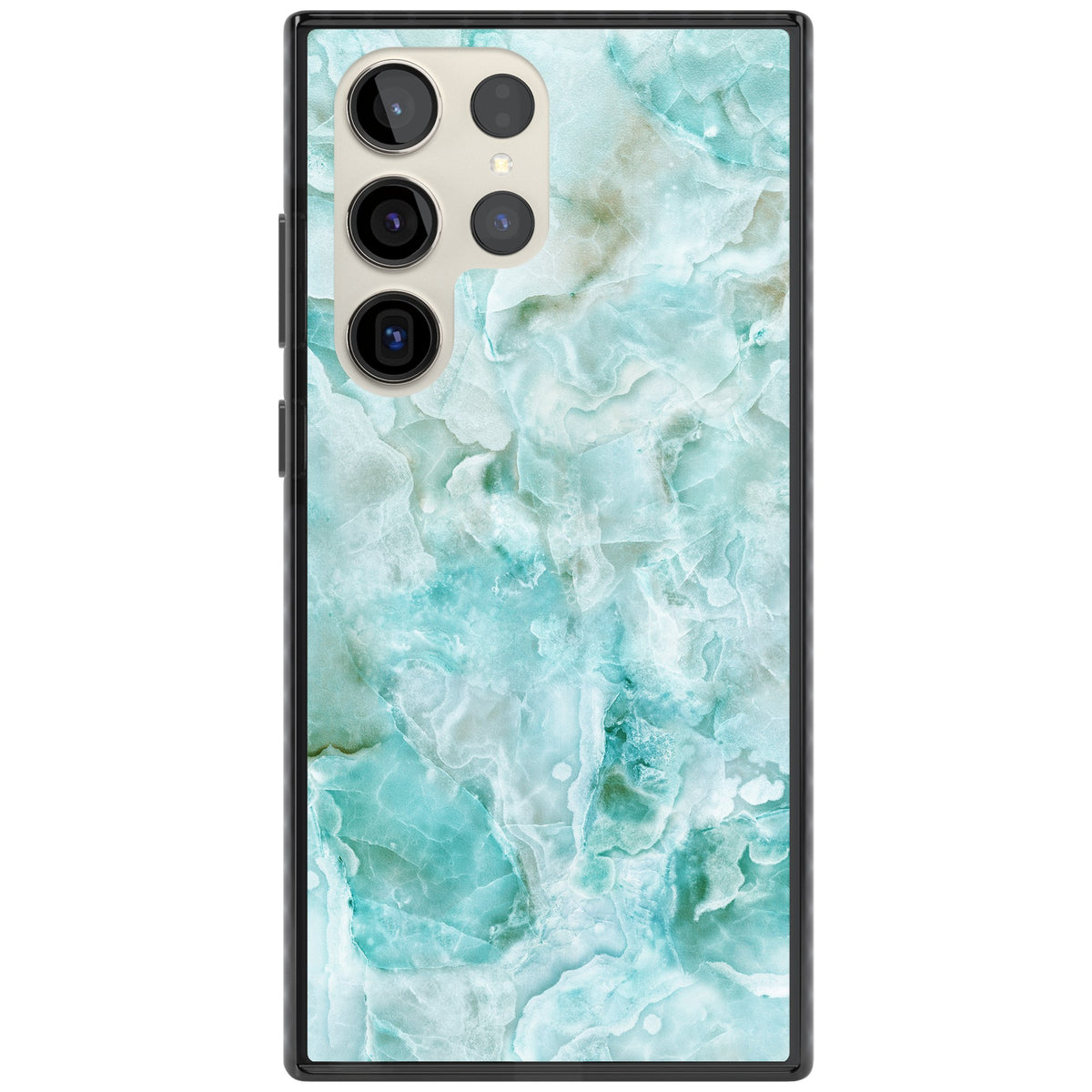 Aqua Onyx Marble Samsung S22 Ultra / Samsung S23 Ultra / Samsung S24 Ultra Impact Black Phone Case front