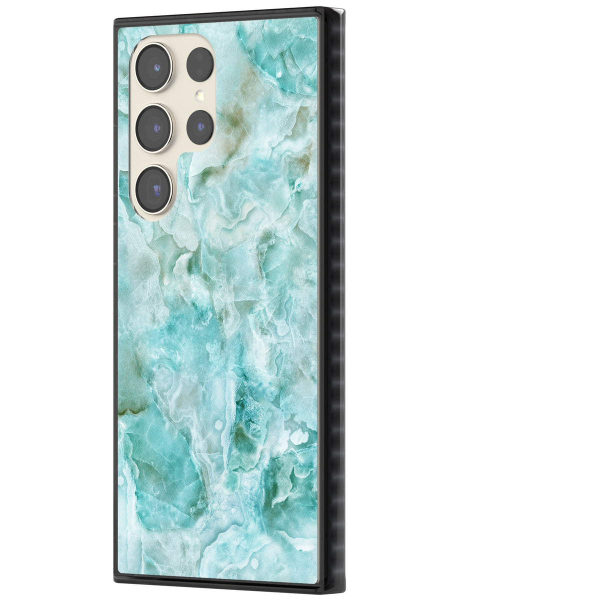 Aqua Onyx Marble Samsung S22 Ultra / Samsung S23 Ultra / Samsung S24 Ultra Impact Black Phone Case side