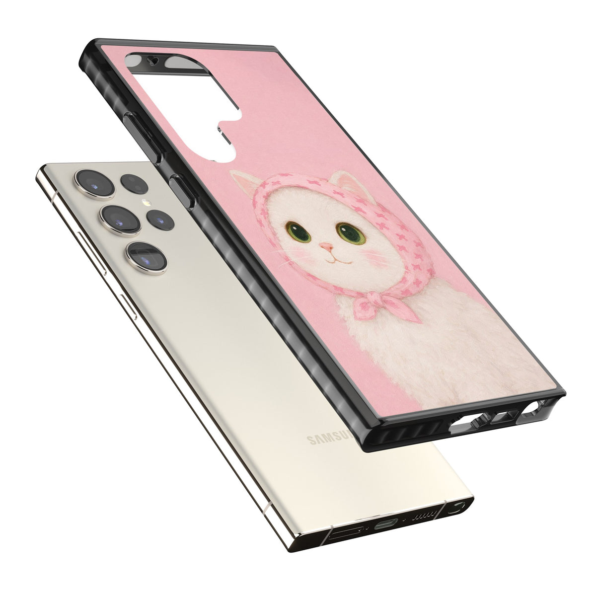 Baby Blush Kitty Samsung S22 Ultra / Samsung S23 Ultra / Samsung S24 Ultra Impact Black Phone Case angled