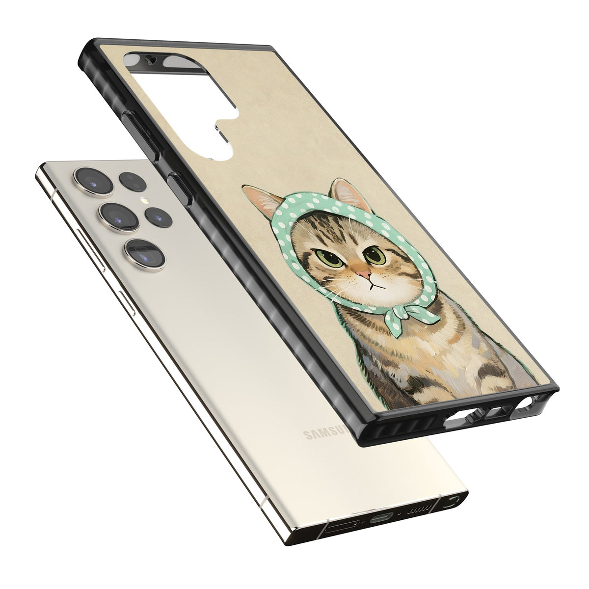 Cat Losing Patience Samsung S22 Ultra / Samsung S23 Ultra / Samsung S24 Ultra Impact Black Phone Case angled