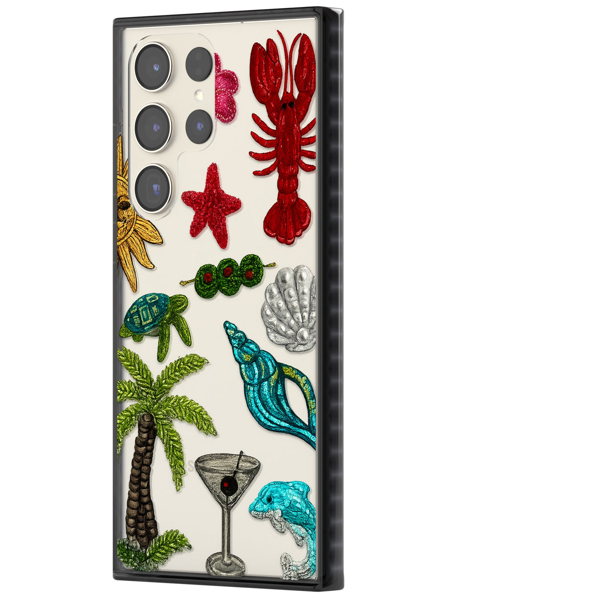 Painted Coastal Pattern Samsung S22 Ultra / Samsung S23 Ultra / Samsung S24 Ultra Impact Black Phone Case side